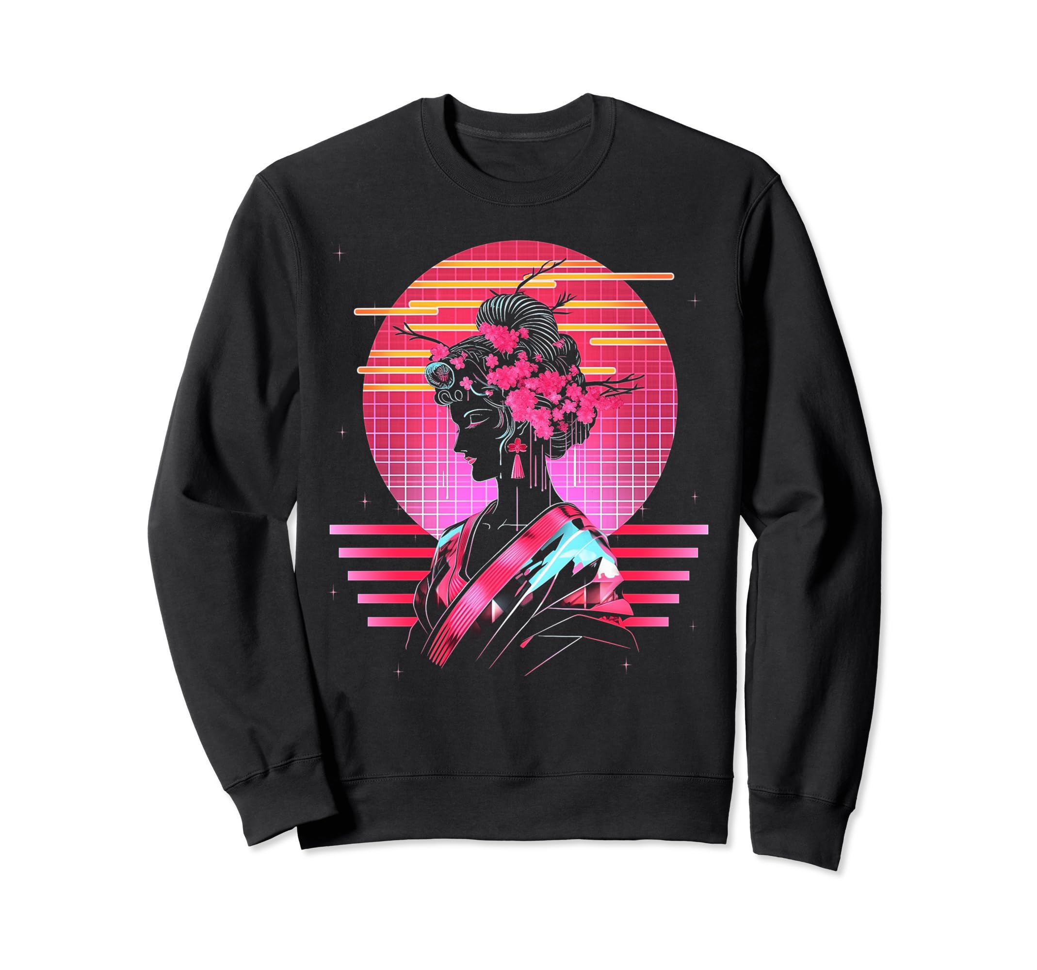 Vaporwave Geisha 80S Synthwave 2 Sweatshirt - Streetwear Style for Adults - T-Shirt, Sweatshirt, Hoodie