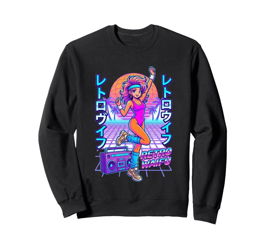 Waifu 80S Synthwave Kawaii Anime Sweatshirt - Trendy Graphic Men Women - T-Shirt, Sweatshirt, Hoodie
