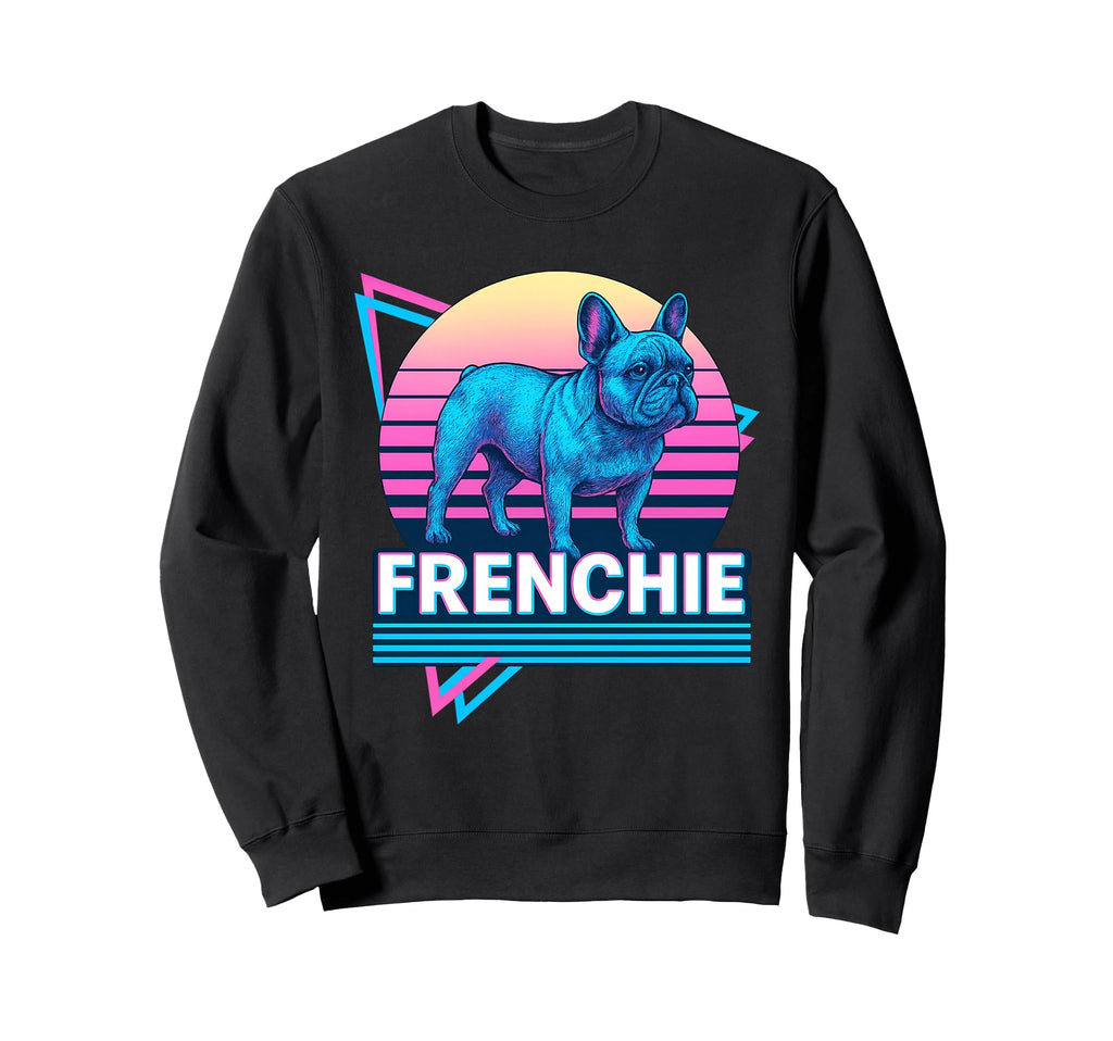 French Bulldog Synthwave Aesthetic Sweatshirt - Graphic Print for Adults - T-Shirt, Sweatshirt, Hoodie