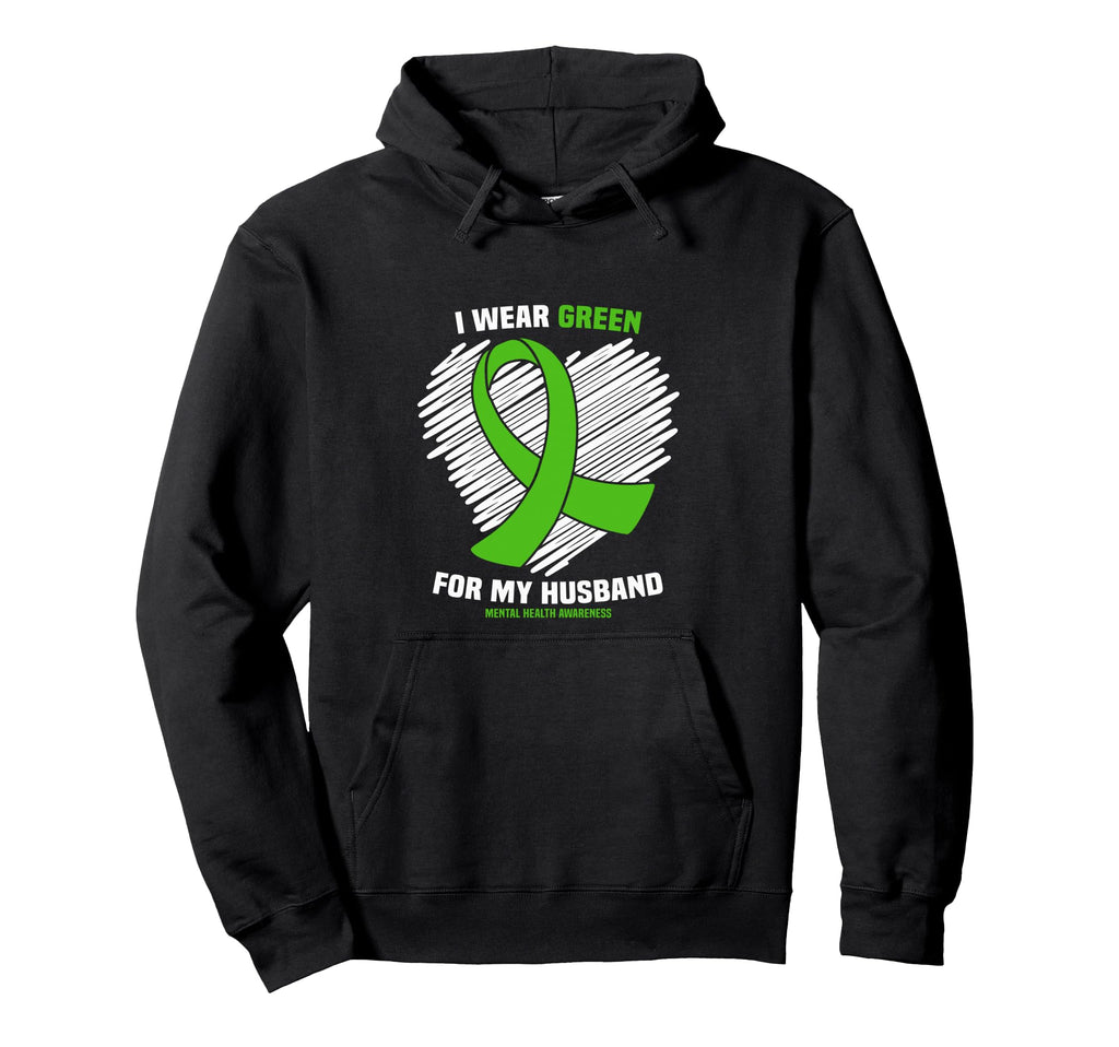 I Wear Green My Husband Mental Health Hoodie - Minimalist Print Unisex - T-Shirt, Sweatshirt, Hoodie