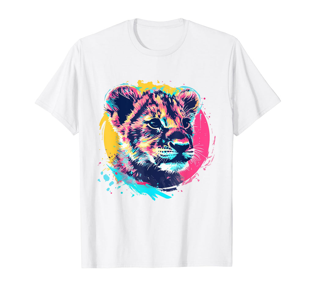 Lion 80S Synthwave And Neon Colors Hoodie - Novelty Apparel Men Women - T-Shirt, Sweatshirt, Hoodie