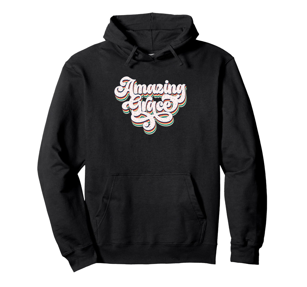 Amazing Grace Inspirational Faith Text Hoodie - Minimalist Print for Adults - T-Shirt, Sweatshirt, Hoodie
