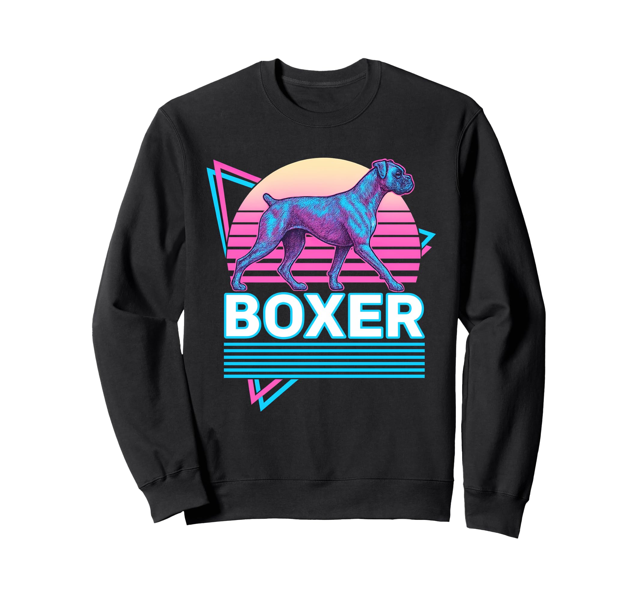 Boxer Dog Synthwave Aesthetic Dog Lover Sweatshirt - Trendy Graphic Unisex - T-Shirt, Sweatshirt, Hoodie