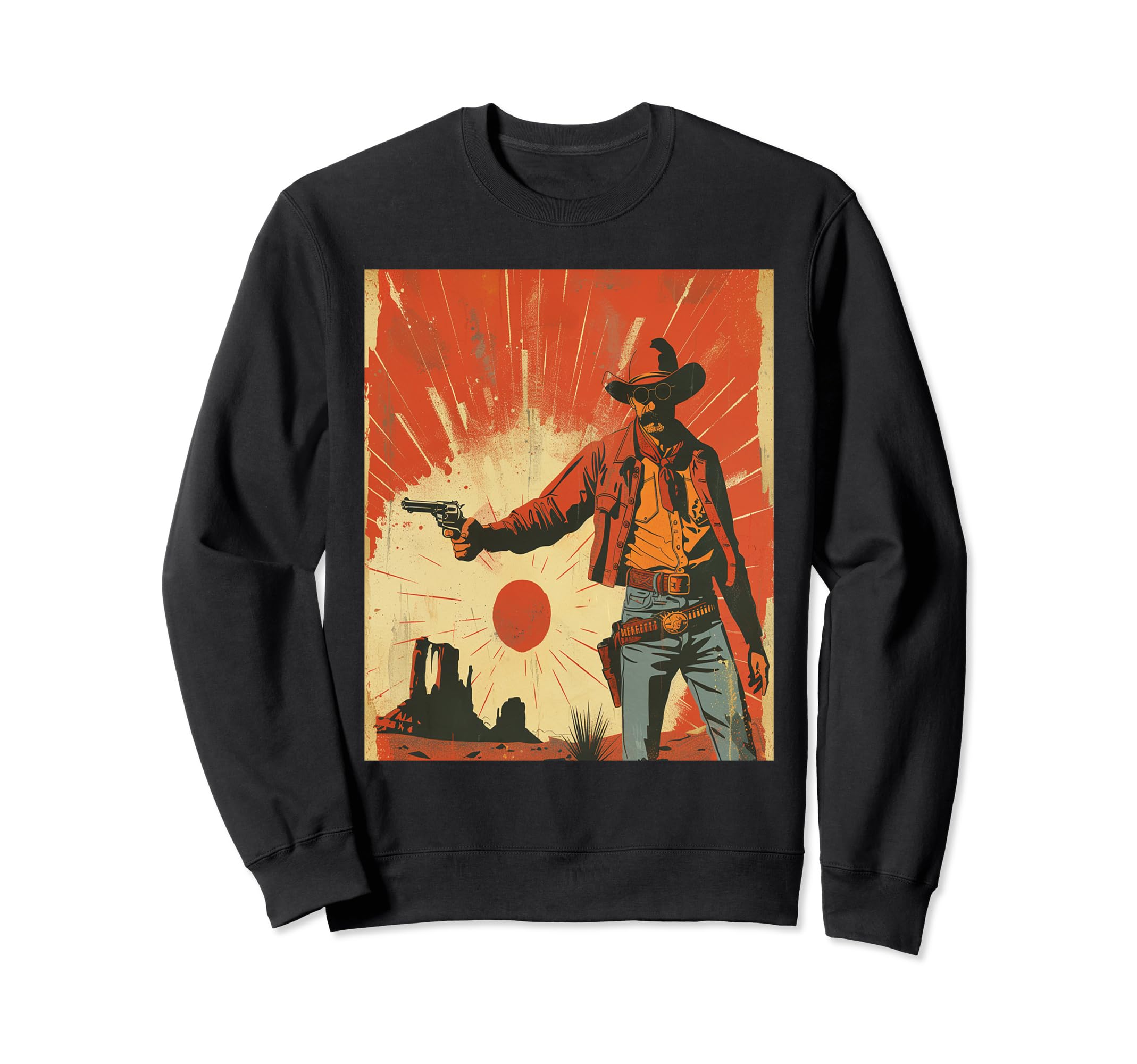 1950S Western Ranch Cowboy Hat Desert Sweatshirt - Trendy Graphic Unisex - T-Shirt, Sweatshirt, Hoodie
