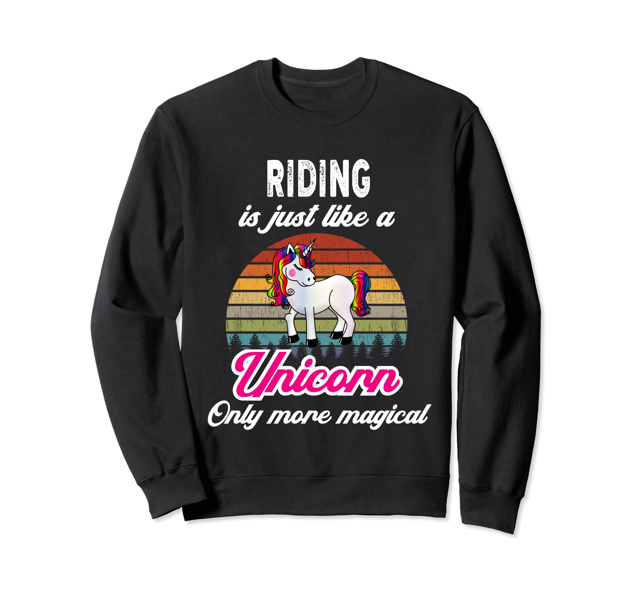 Funny Horse Riding Unicorn Sunset Sweatshirt - Minimalist Print Men Women - T-Shirt, Sweatshirt, Hoodie
