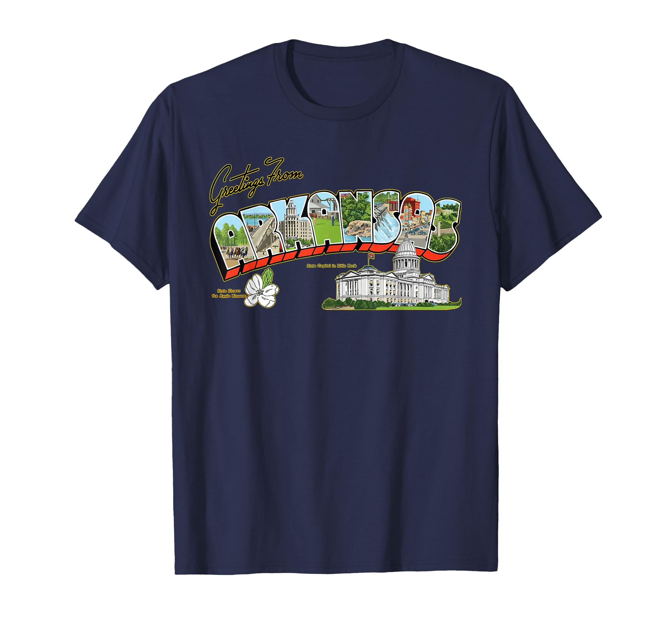 Greetings From Arkansas Postcard T-Shirt - Unique Graphic Unisex - T-Shirt, Sweatshirt, Hoodie