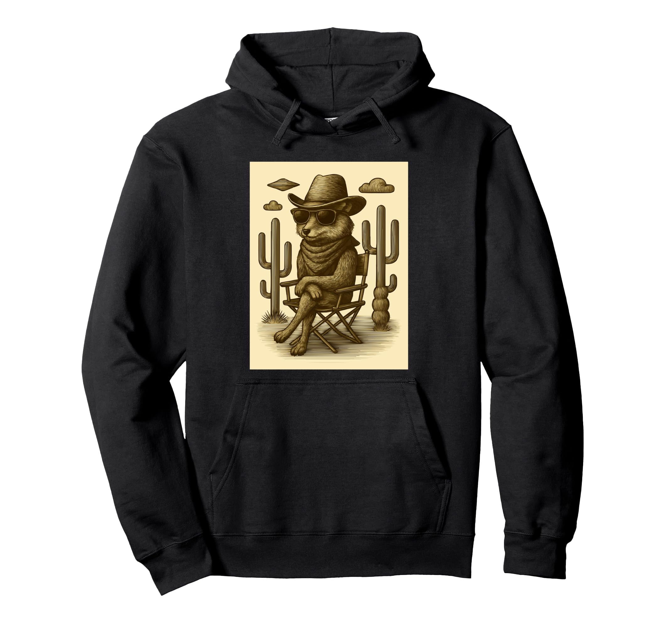 Cowboy Fox Sunglasses Animal Art Hoodie - Custom Art Print for Adults - T-Shirt, Sweatshirt, Hoodie