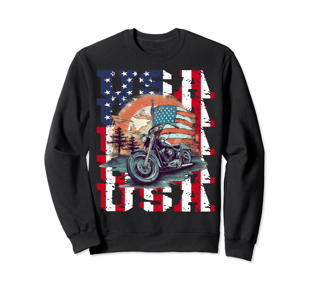 American Flag Motorcycle Sweatshirt - Fun Novelty Design for Adults - T-Shirt, Sweatshirt, Hoodie