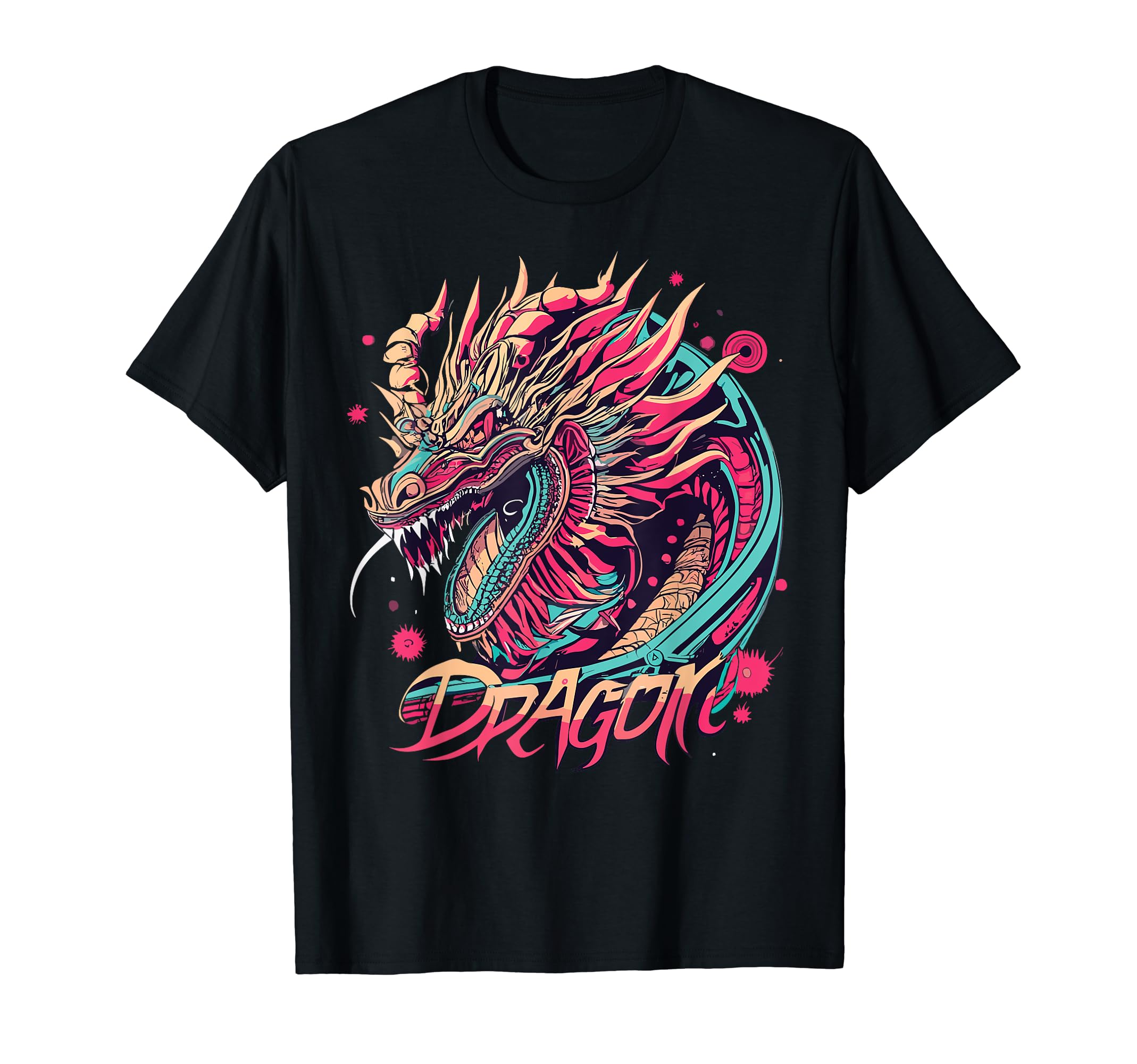 Dragon Techno Vaporwave Anime T-Shirt - Unique Graphic Men Women - T-Shirt, Sweatshirt, Hoodie