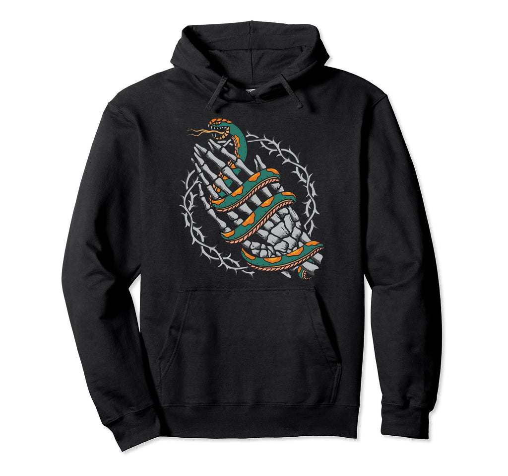 Praying Hands Old School Inked American Hoodie - Fun Novelty Design Unisex - T-Shirt, Sweatshirt, Hoodie
