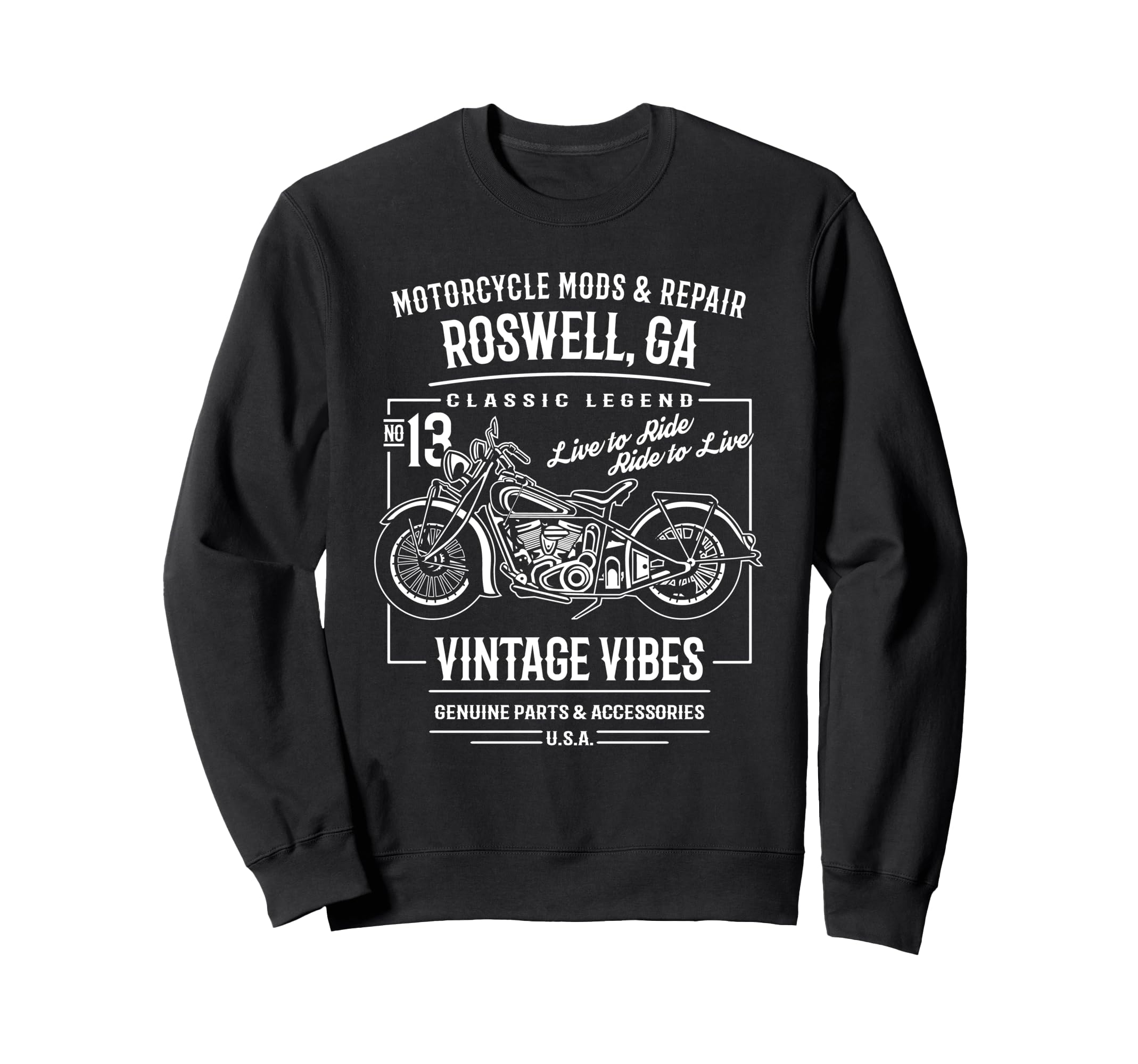 Roswell Ga Usa Motorcycle Sweatshirt - Graphic Print Men Women - T-Shirt, Sweatshirt, Hoodie
