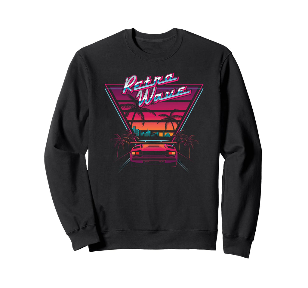 80S Retrowave Synthwave Love Wave Miami Sweatshirt - Unique Graphic Unisex - T-Shirt, Sweatshirt, Hoodie