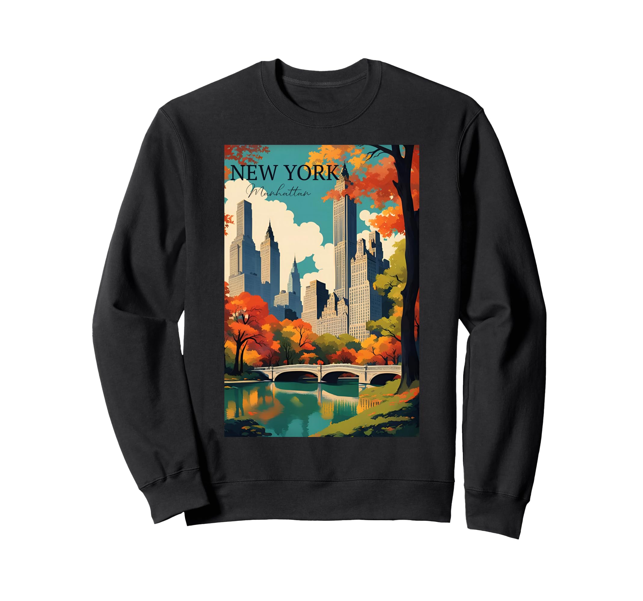 Manhattan New York Travel Modern Sweatshirt - Minimalist Print Men Women - T-Shirt, Sweatshirt, Hoodie