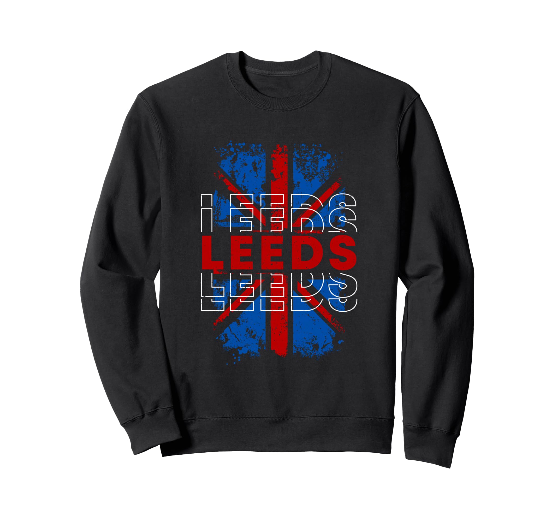 Leeds City Typography Grunge Uk Sweatshirt - Custom Art Print for Adults - T-Shirt, Sweatshirt, Hoodie