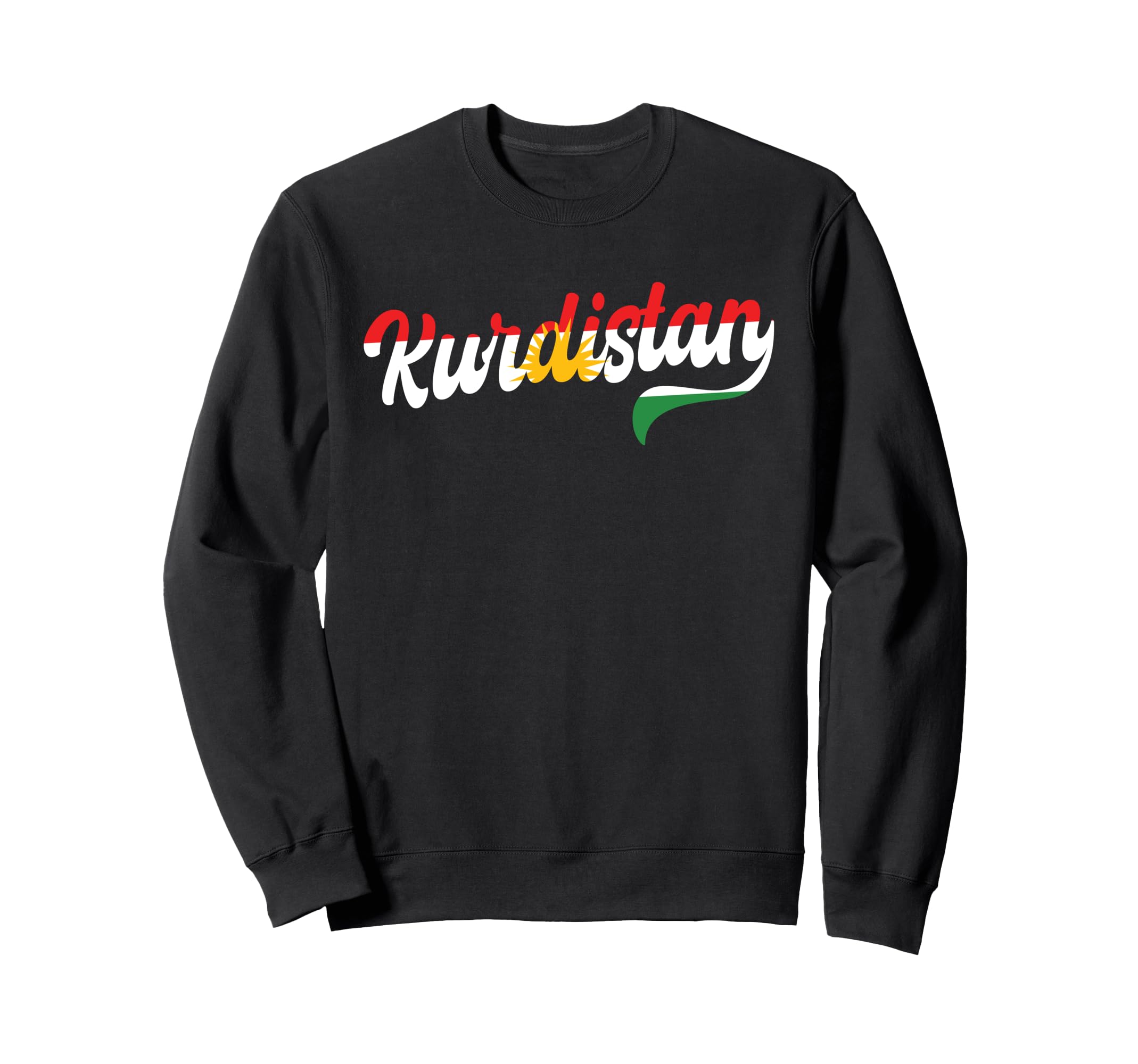 Kurdistan Script Kurdish Flag Sweatshirt - Streetwear Style for Adults - T-Shirt, Sweatshirt, Hoodie
