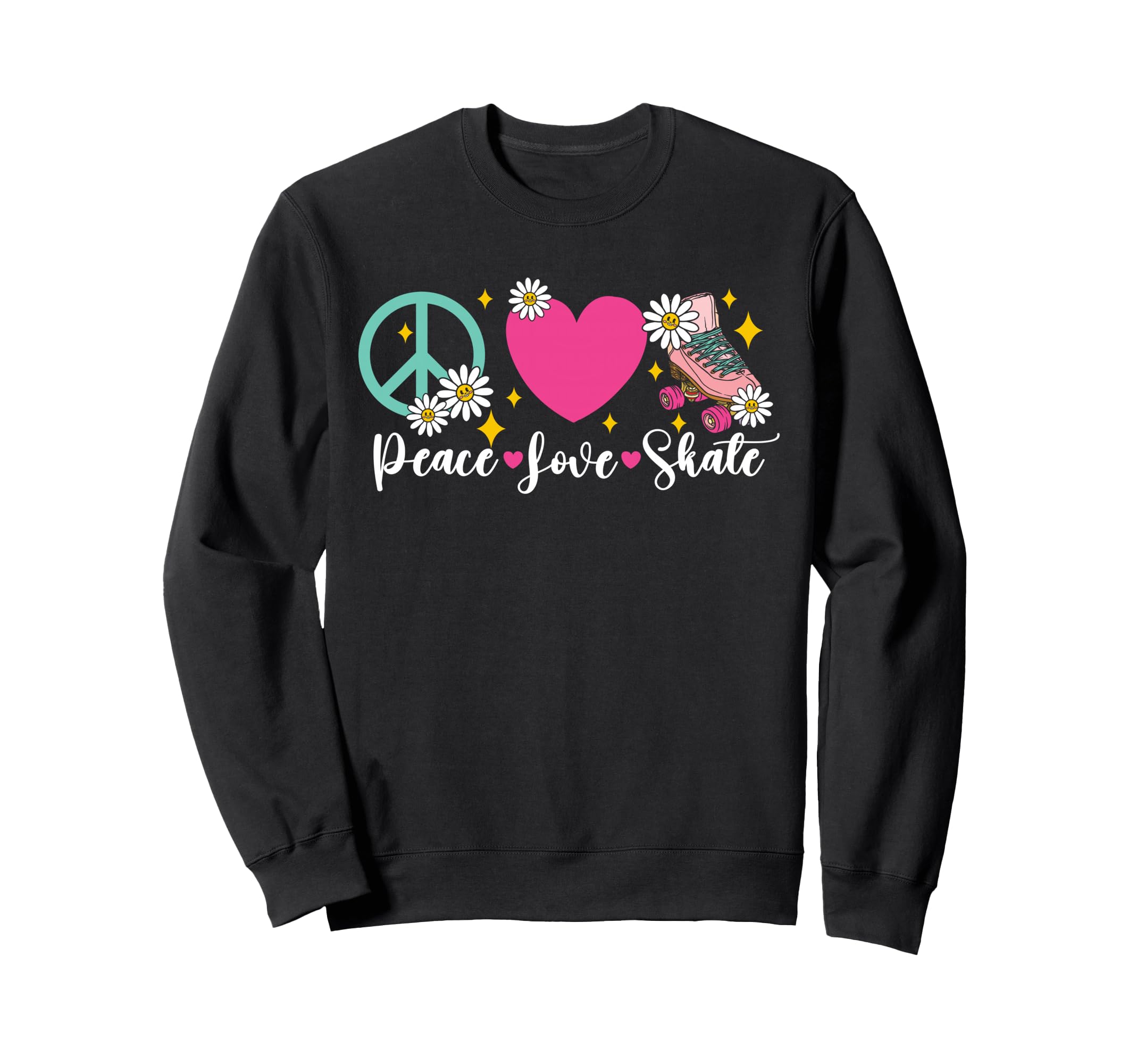 Roller Skating Skate Heart Peace Love Sweatshirt - Graphic Print Unisex - T-Shirt, Sweatshirt, Hoodie