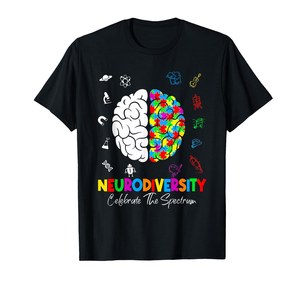 Neurodiversity Brain Autism Awareness T-Shirt - Novelty Apparel for Adults - T-Shirt, Sweatshirt, Hoodie