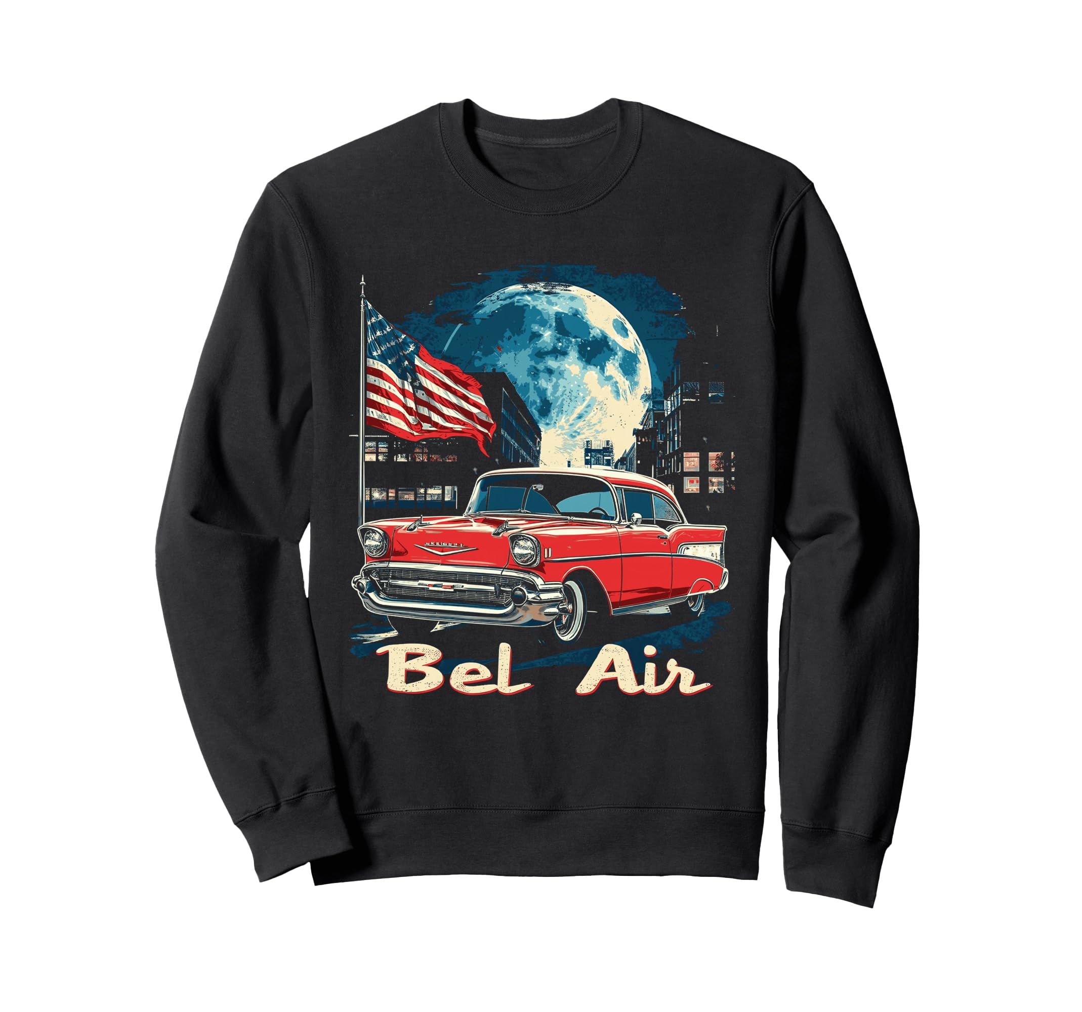 Bel Air Car Old School Hot Rod Sweatshirt - Fun Novelty Design Men Women - T-Shirt, Sweatshirt, Hoodie