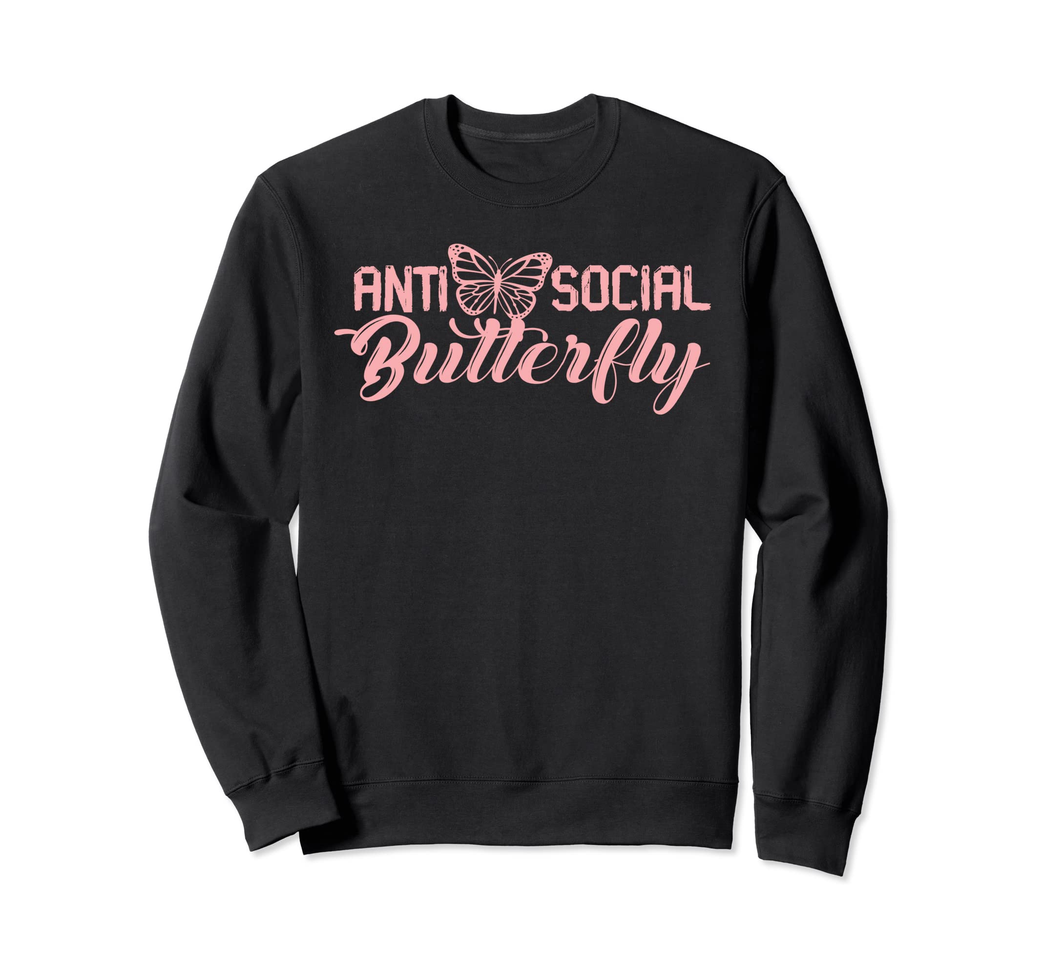 Antisocial Butterfly Antisocial Sweatshirt - Minimalist Print Unisex - T-Shirt, Sweatshirt, Hoodie