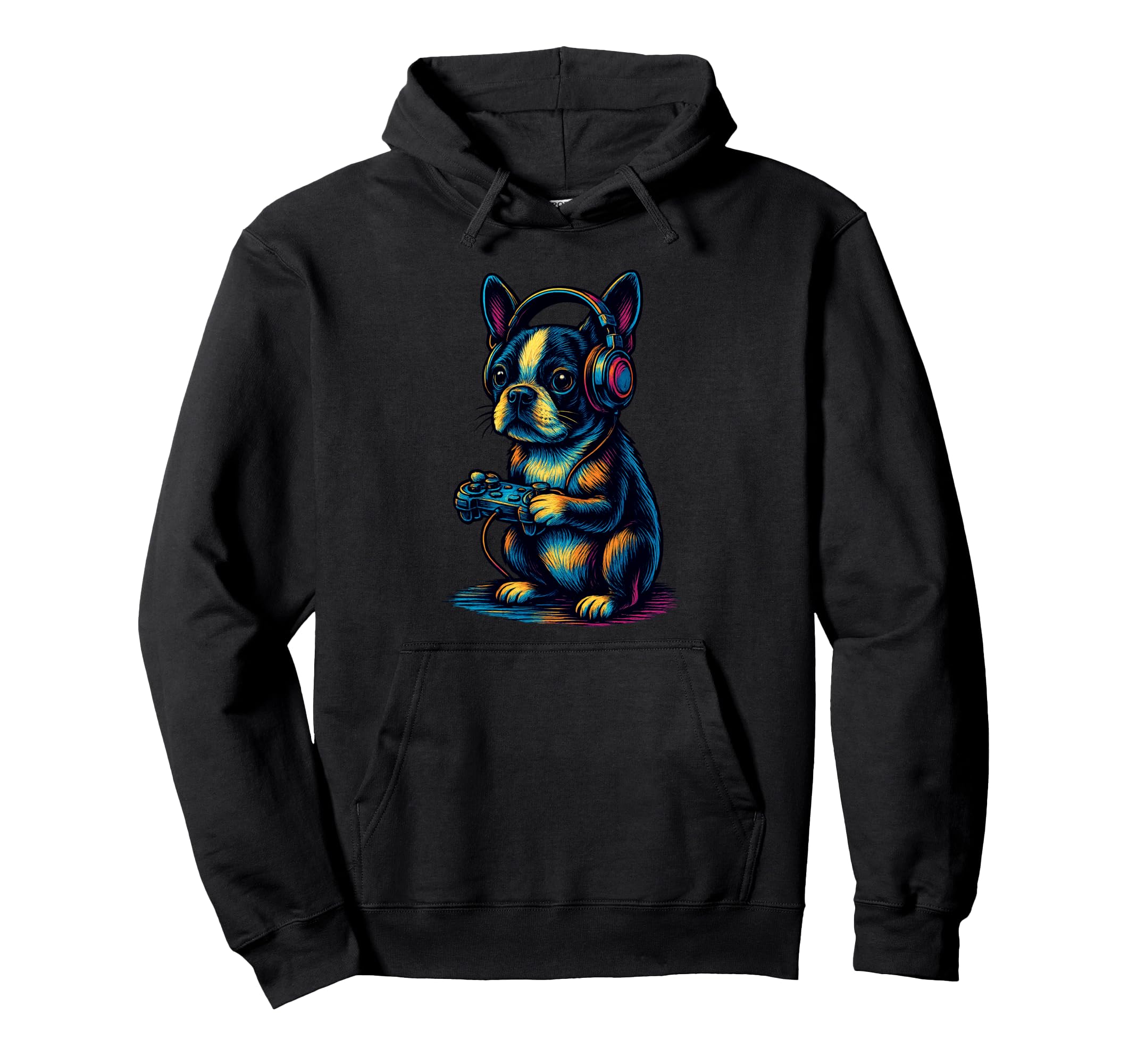 Boston Terrier Gamer Gaming Dog Lover Hoodie - Aesthetic Graphic Men Women - T-Shirt, Sweatshirt, Hoodie
