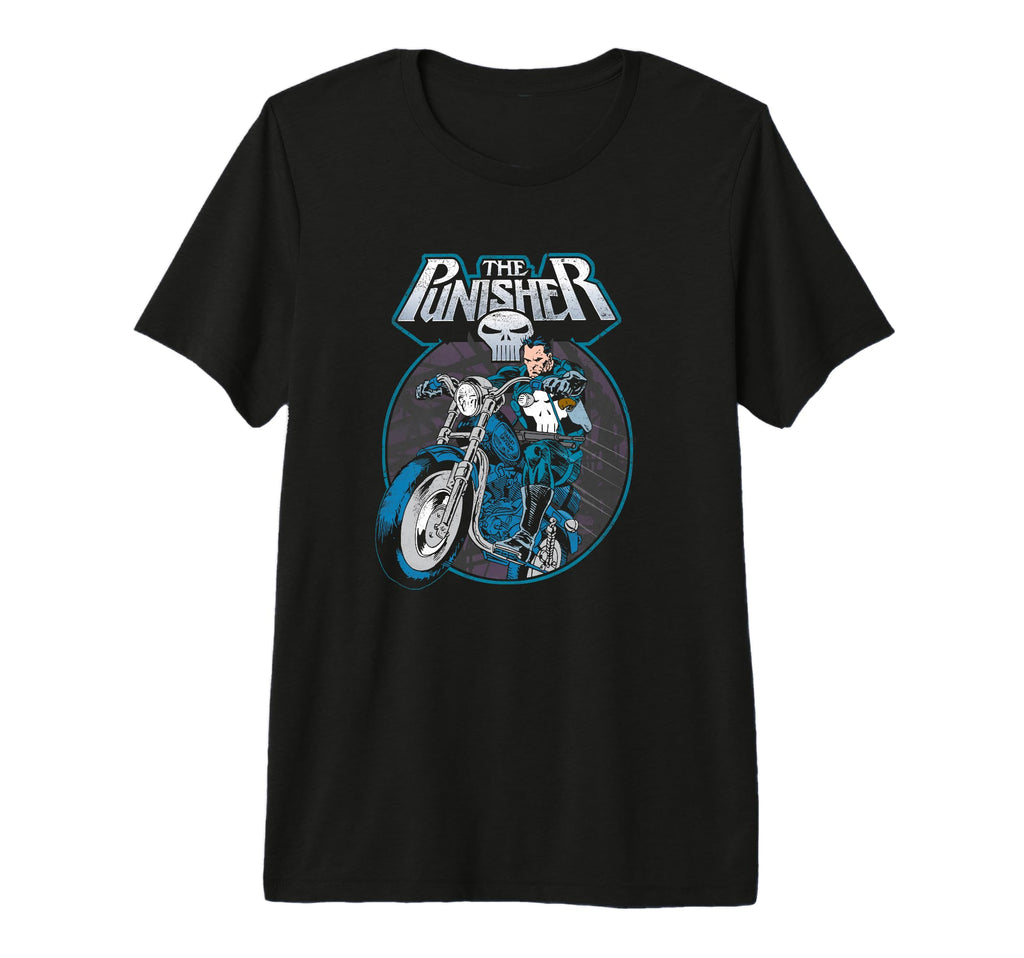 Marvel Punisher Frank Riding Motorcycle T-Shirt - Custom Art Print Unisex - T-Shirt, Sweatshirt, Hoodie