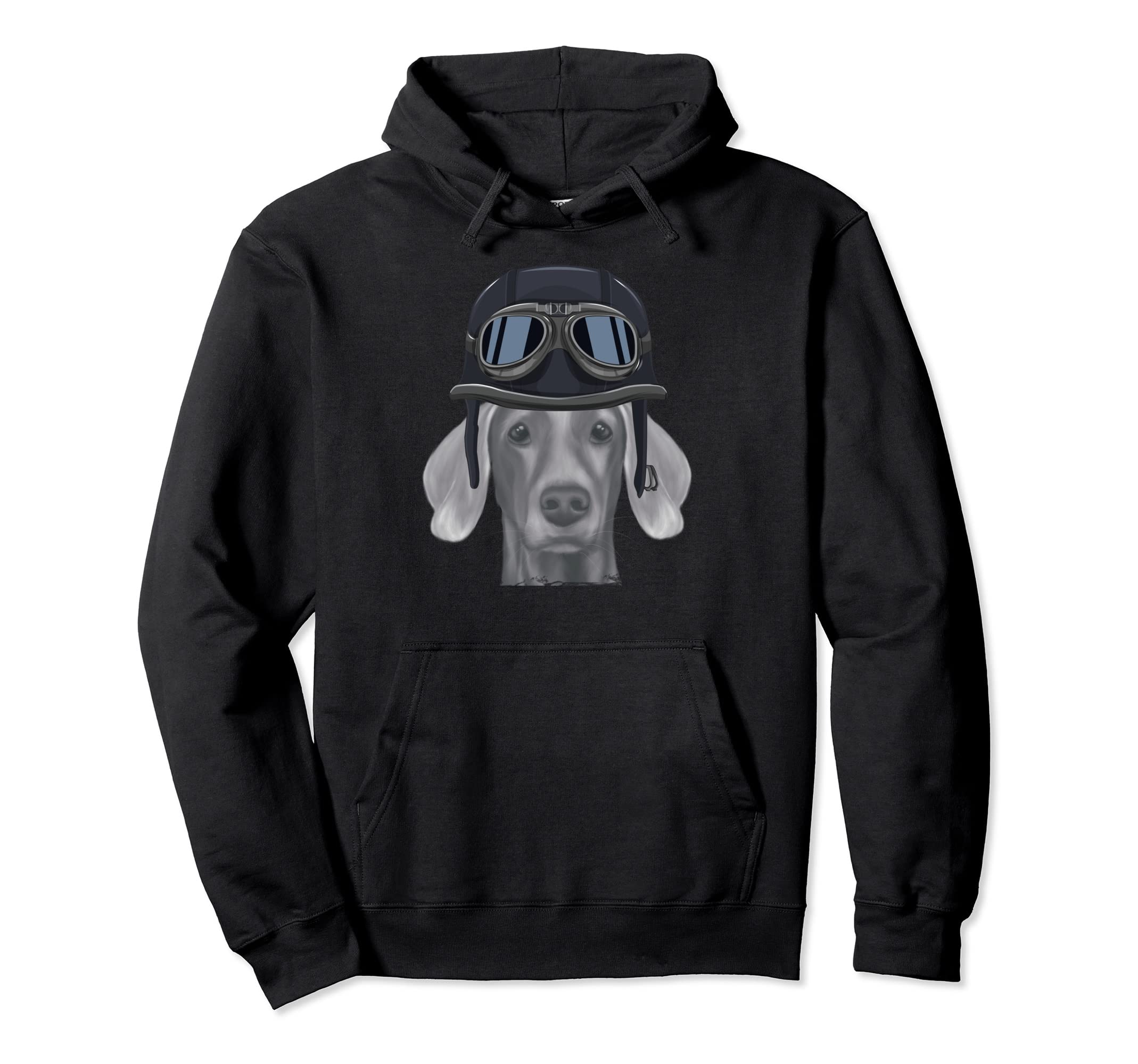 Weimaraner Wearing Motorcycle Helmet Hoodie - Streetwear Style Men Women - T-Shirt, Sweatshirt, Hoodie