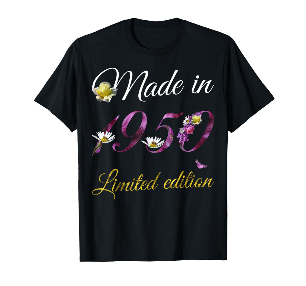 Made 1950 75 Year Old Floral 1950 T-Shirt - Minimalist Print Men Women - T-Shirt, Sweatshirt, Hoodie