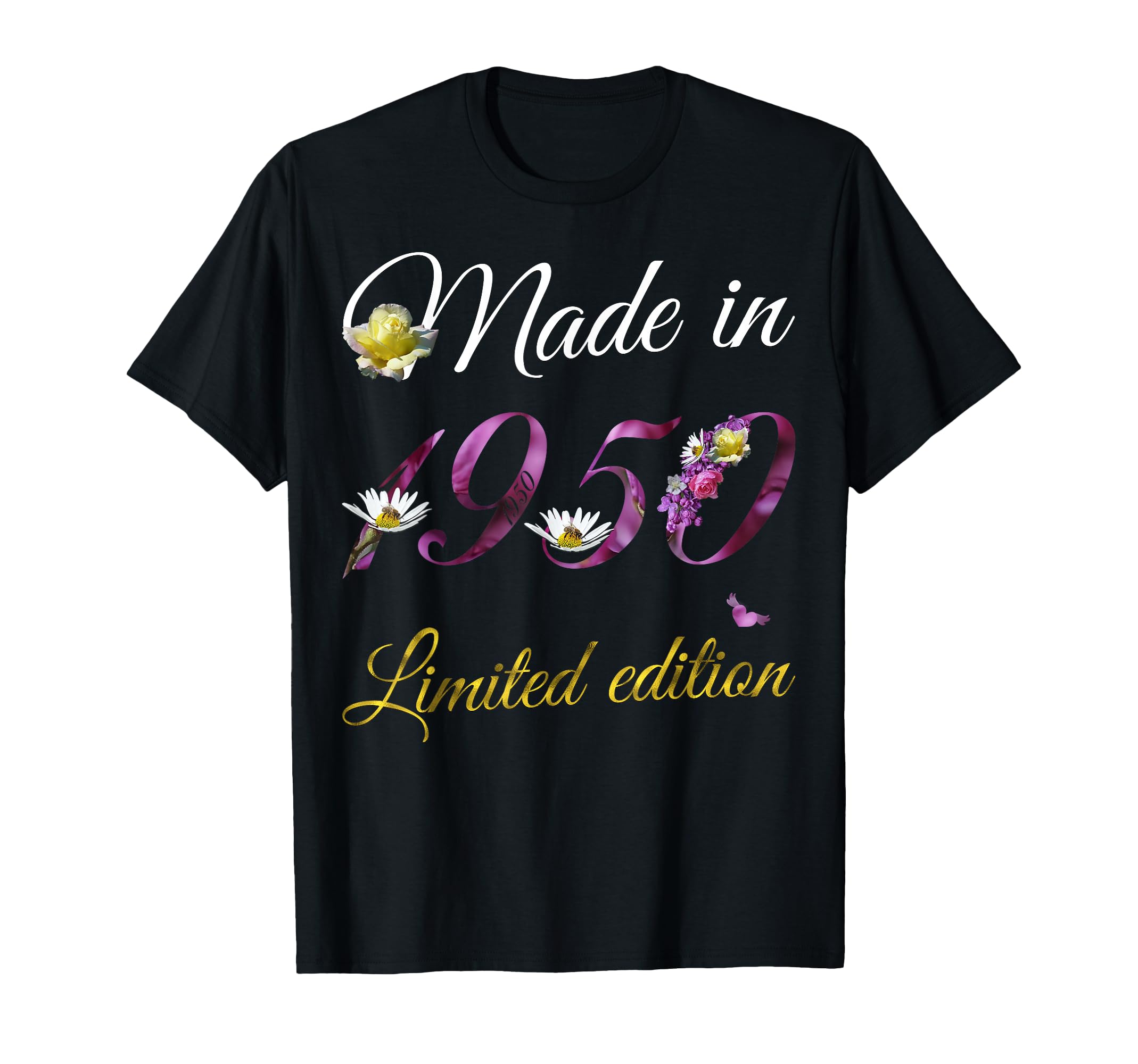 Made 1950 75 Year Old Floral 1950 T-Shirt - Minimalist Print Men Women - T-Shirt, Sweatshirt, Hoodie