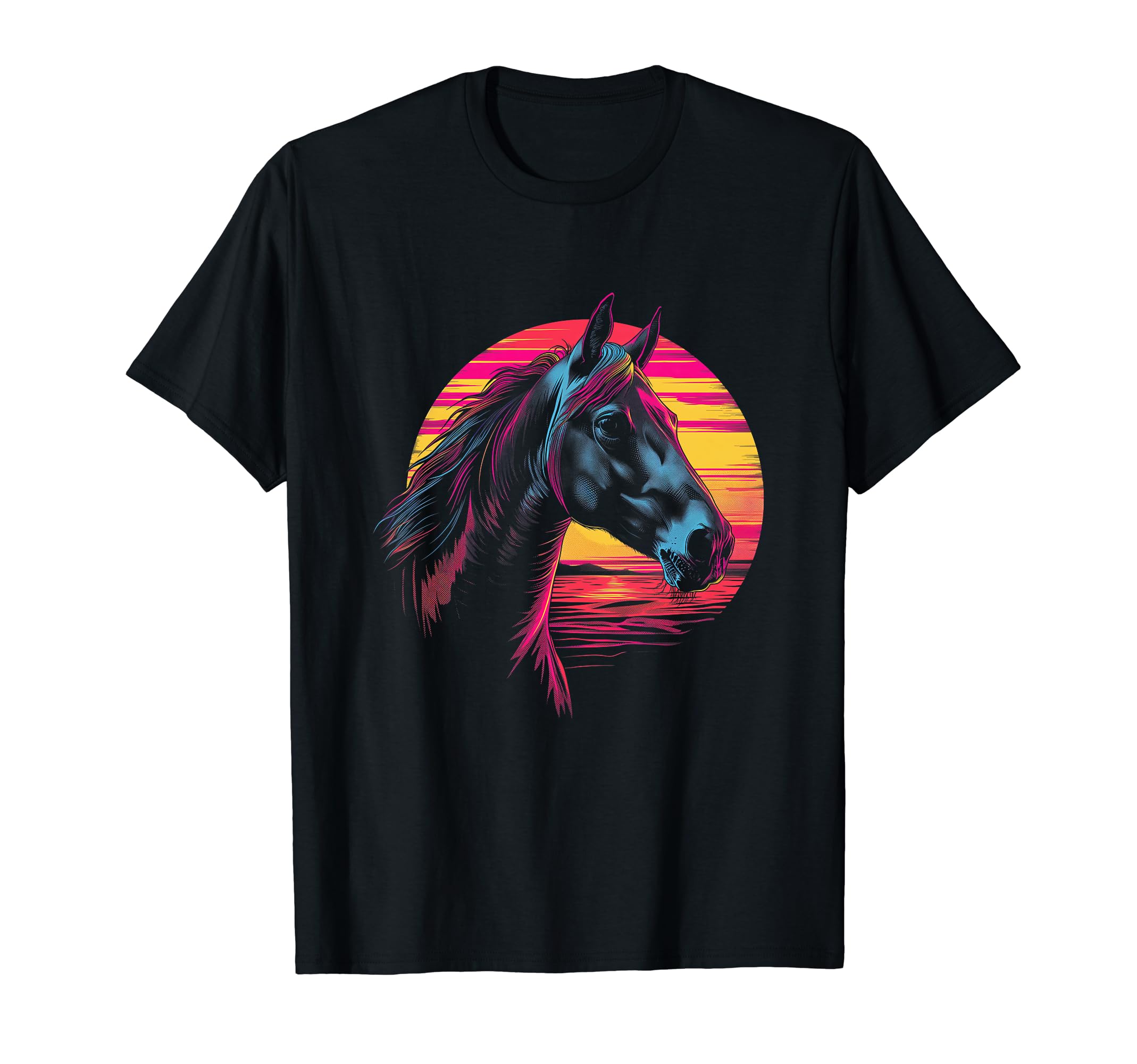 Horse Vaporwave Aesthetic Synthwave 80S 90S T-Shirt - Graphic Print Unisex - T-Shirt, Sweatshirt, Hoodie