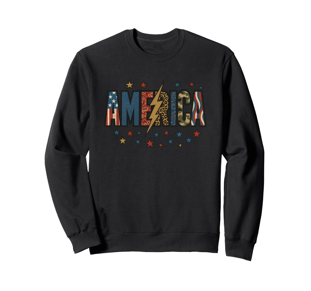 America Lightning Bolt Western Sweatshirt - Novelty Apparel for Adults - T-Shirt, Sweatshirt, Hoodie