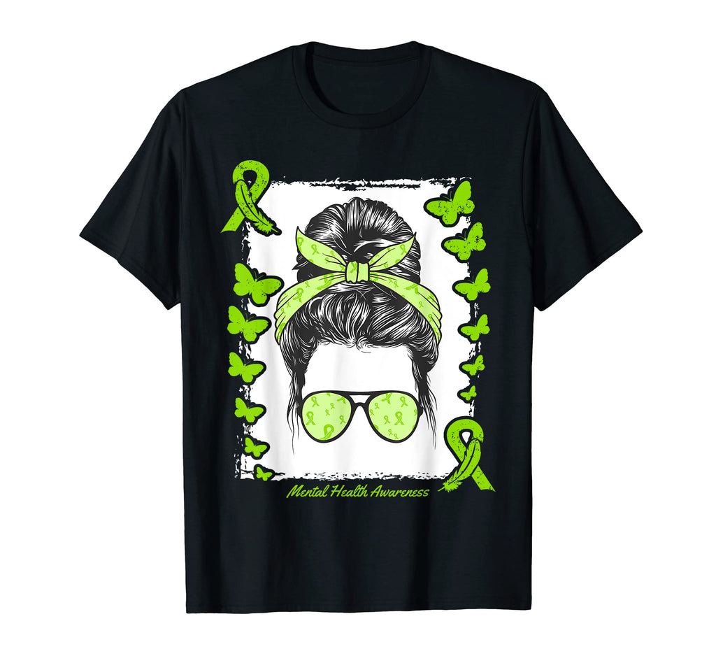 Mental Health Warrior Messy Bun Afro T-Shirt - Streetwear Style Men Women - T-Shirt, Sweatshirt, Hoodie