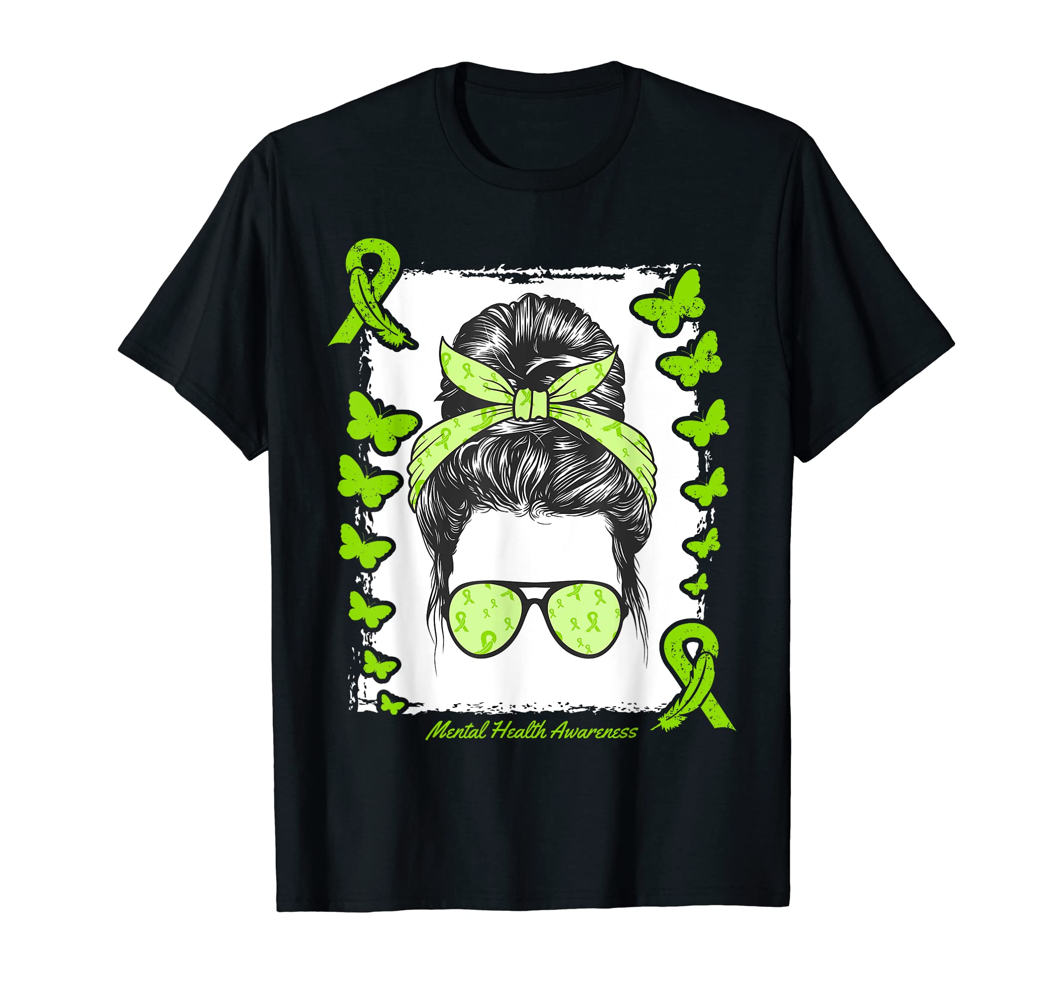 Mental Health Warrior Messy Bun Afro T-Shirt - Streetwear Style Men Women - T-Shirt, Sweatshirt, Hoodie