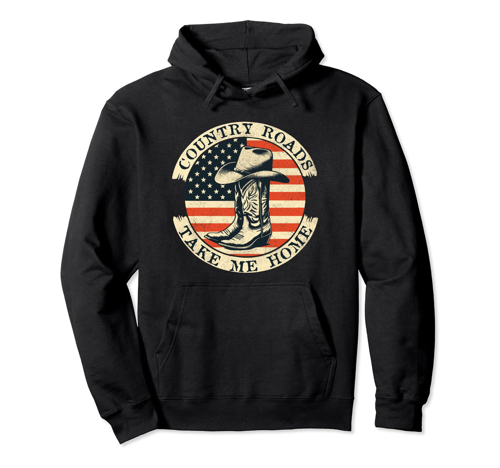 Country Roads Take Me Home Cowboy Hoodie - Aesthetic Graphic Unisex - T-Shirt, Sweatshirt, Hoodie