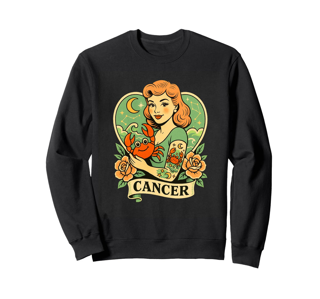 Cancer Zodiac Pin Up Crab Tattoo Sweatshirt - Custom Art Print Unisex - T-Shirt, Sweatshirt, Hoodie