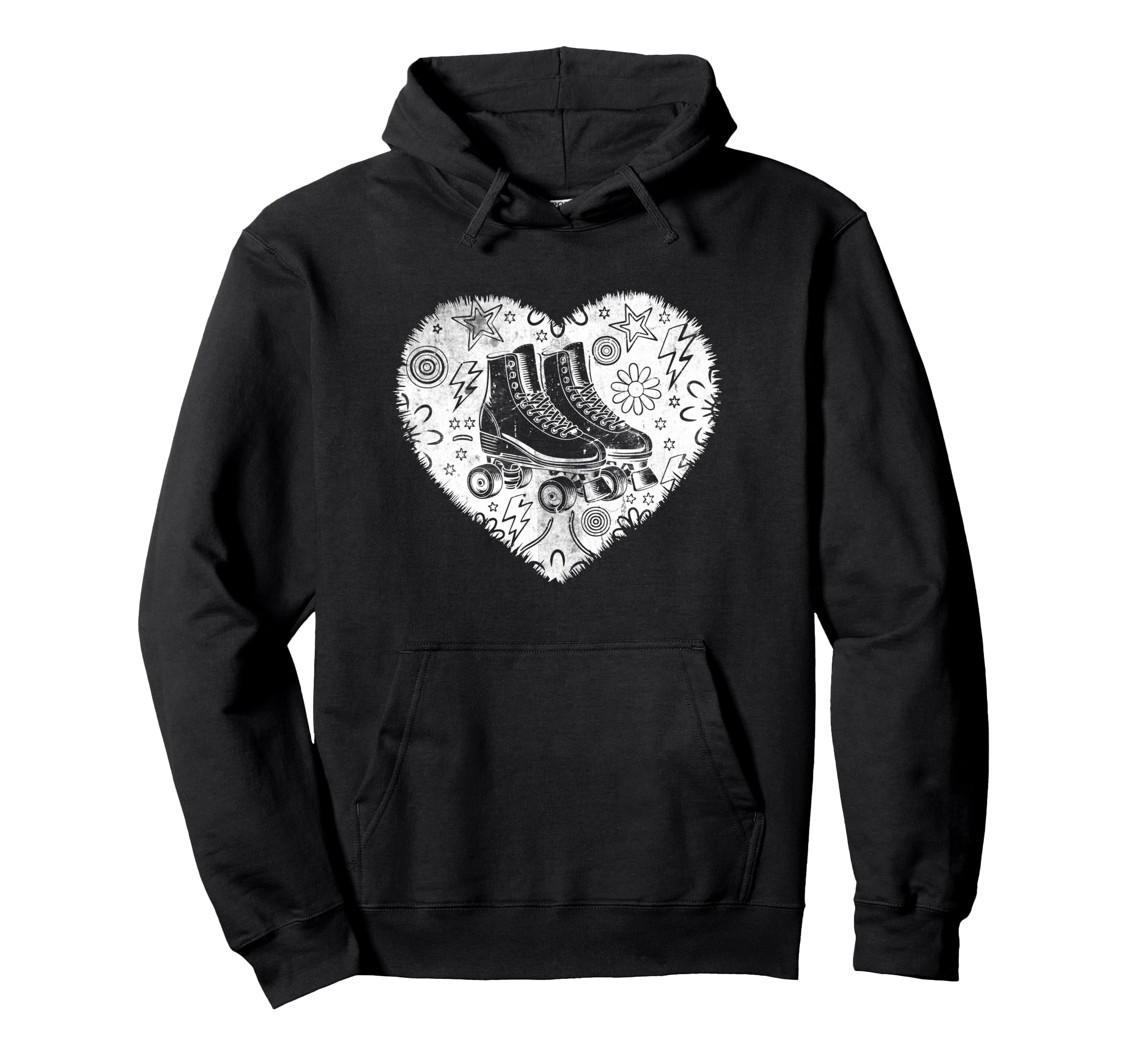 Roller Skating Heart Grunge Street Hoodie - Streetwear Style for Adults - T-Shirt, Sweatshirt, Hoodie