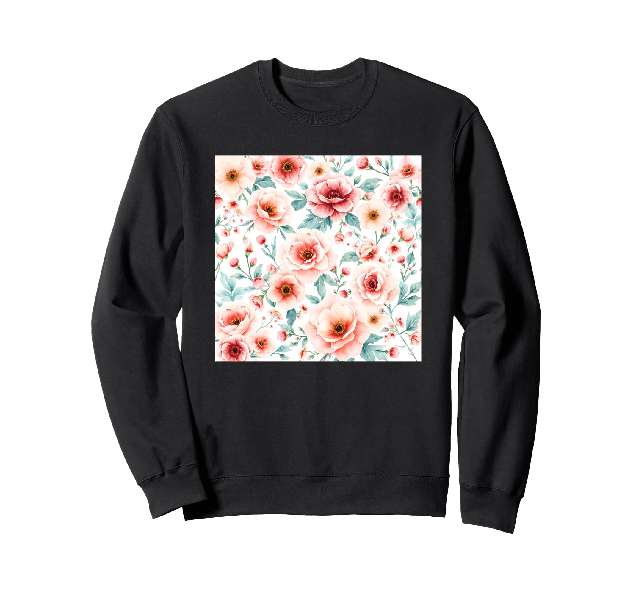 Aesthetic Watercolor Flowers Sweatshirt - Custom Art Print Men Women - T-Shirt, Sweatshirt, Hoodie