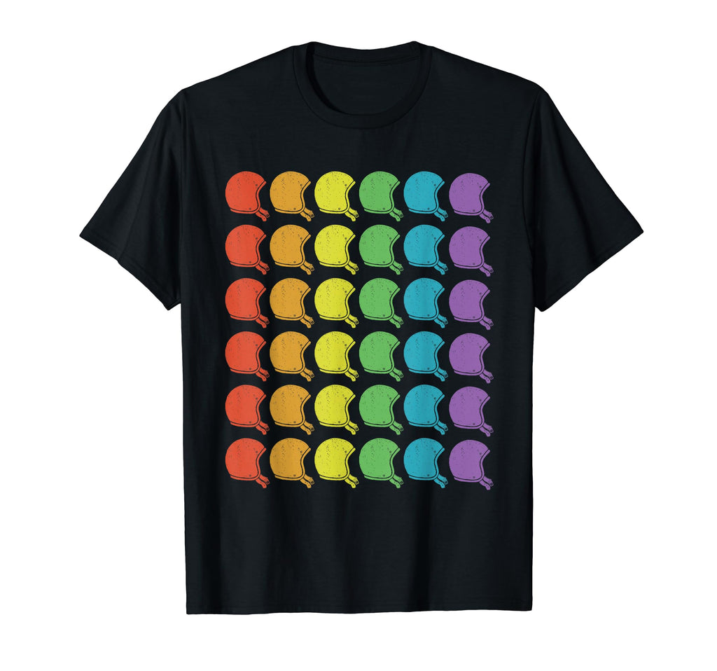 Biker Rainbow Helmet Motorcycle T-Shirt - Minimalist Print Men Women - T-Shirt, Sweatshirt, Hoodie