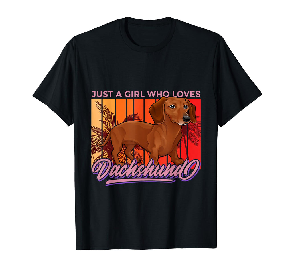 Sunset Palm Tree Dachshund Long Body T-Shirt - Fun Novelty Design Unisex - T-Shirt, Sweatshirt, Hoodie