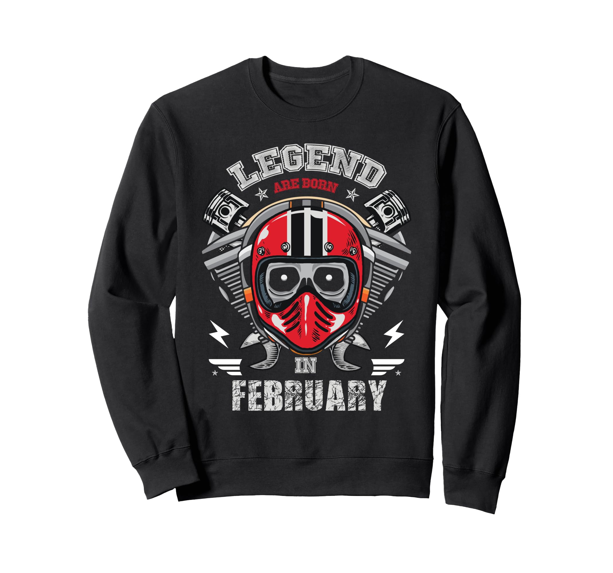 Biker Born February Motorcycle Sweatshirt - Custom Art Print Unisex - T-Shirt, Sweatshirt, Hoodie