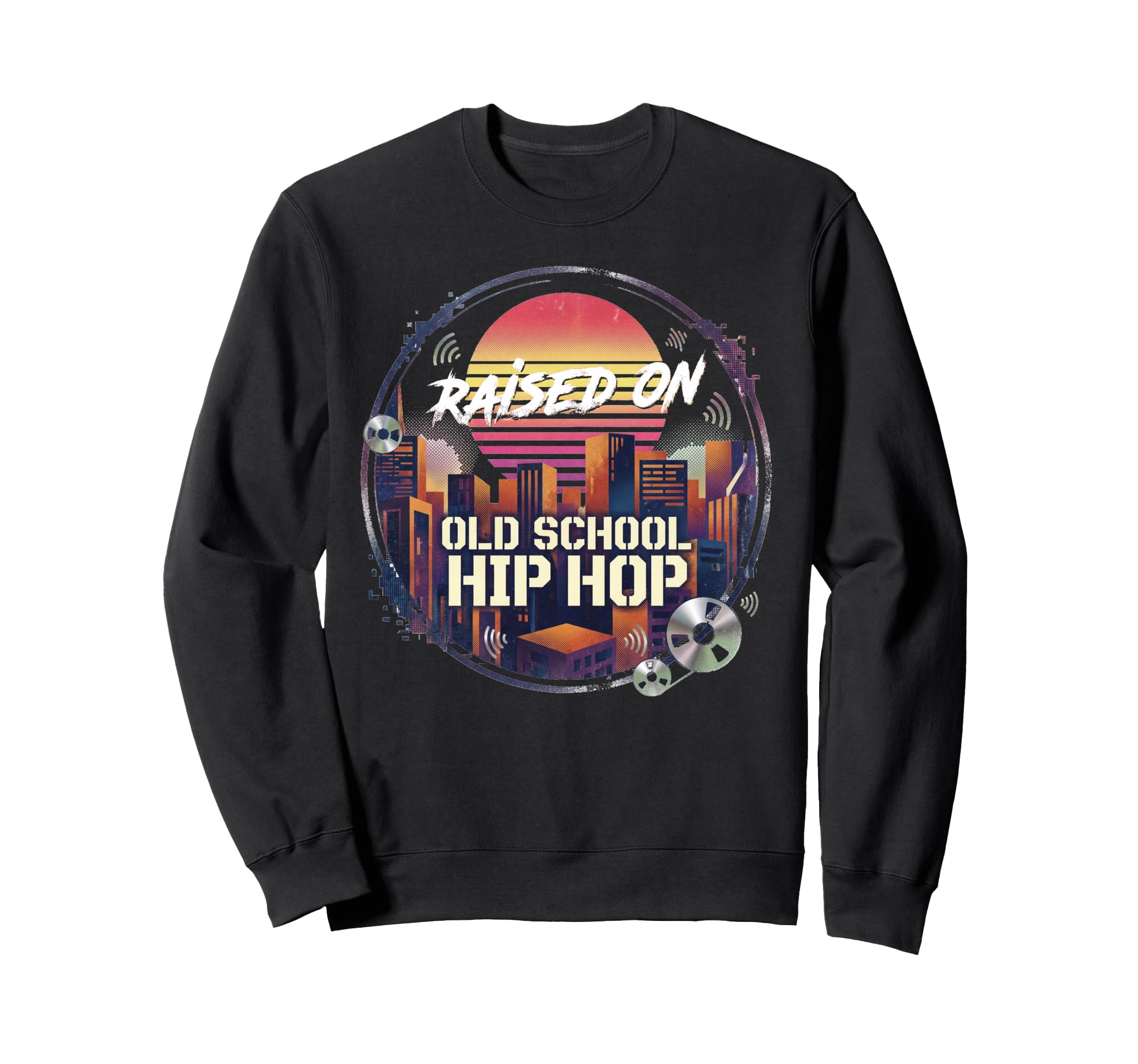 Synthwave Sunset 80S 90S Hip Hop Sweatshirt - Fun Novelty Design Men Women - T-Shirt, Sweatshirt, Hoodie