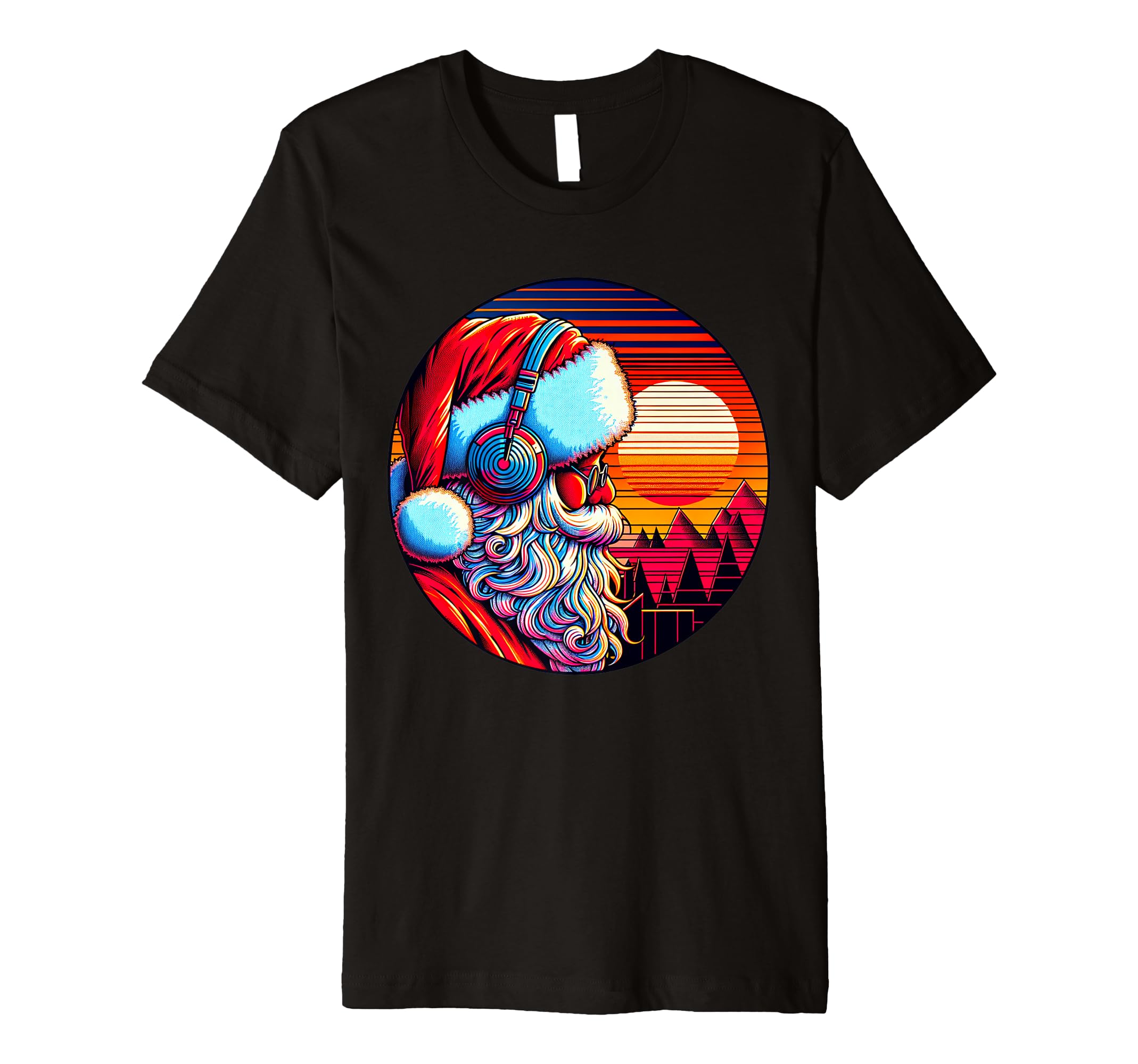 80S Santa Claus Listens To Music T-Shirt - Aesthetic Graphic Unisex - T-Shirt, Sweatshirt, Hoodie