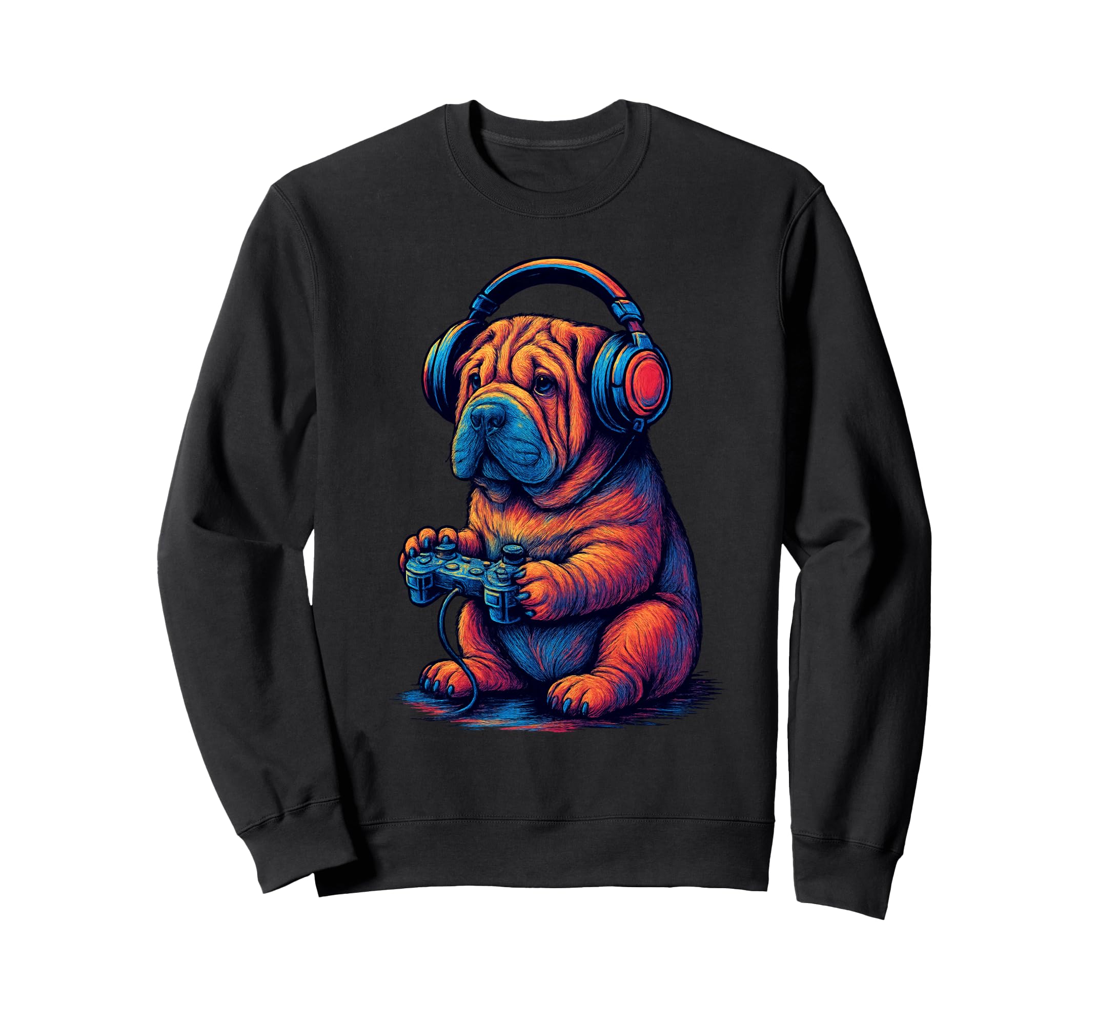 Shar Pei Gamer Gaming Dog Lover Sweatshirt - Unique Graphic Men Women - T-Shirt, Sweatshirt, Hoodie