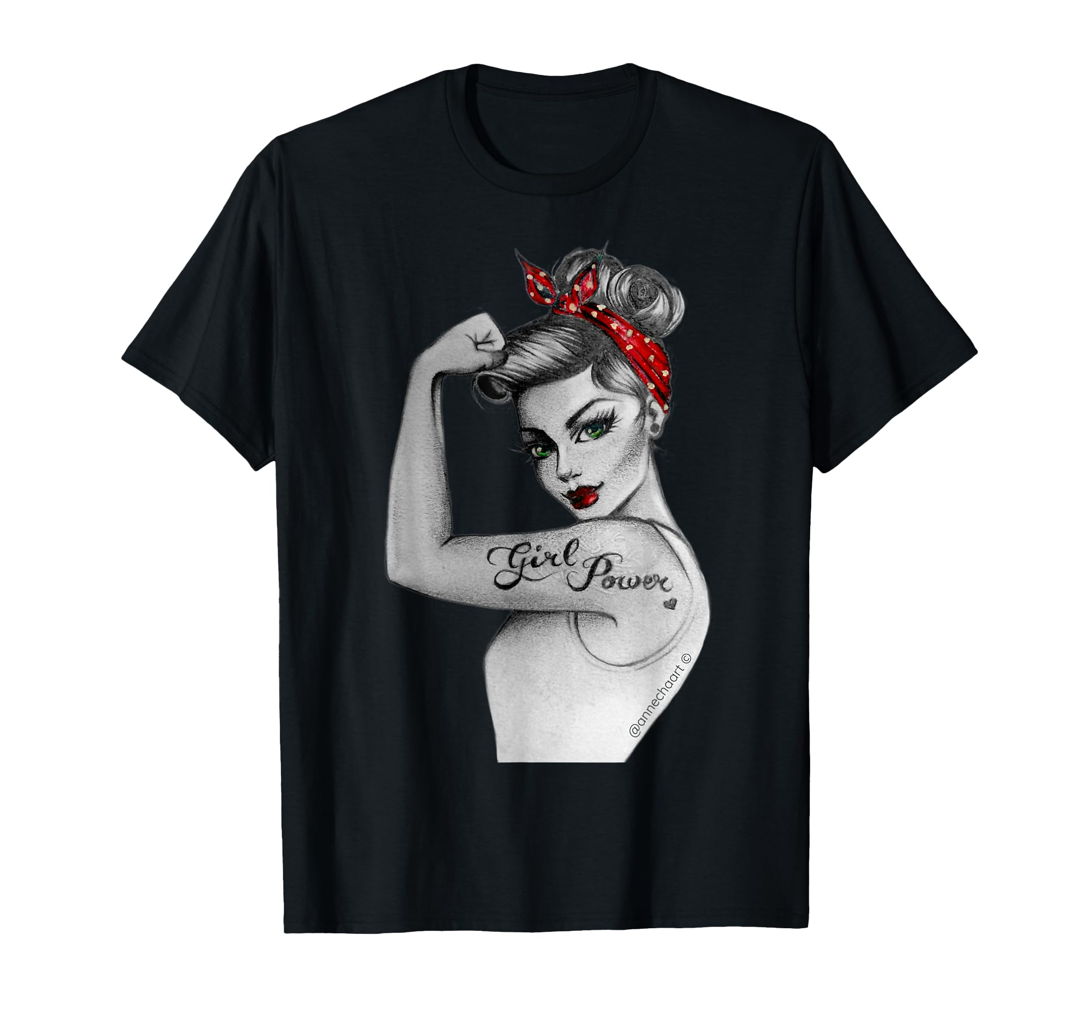 Power Pin Up Feminist Rosietheriveter T-Shirt - Minimalist Print Unisex - T-Shirt, Sweatshirt, Hoodie