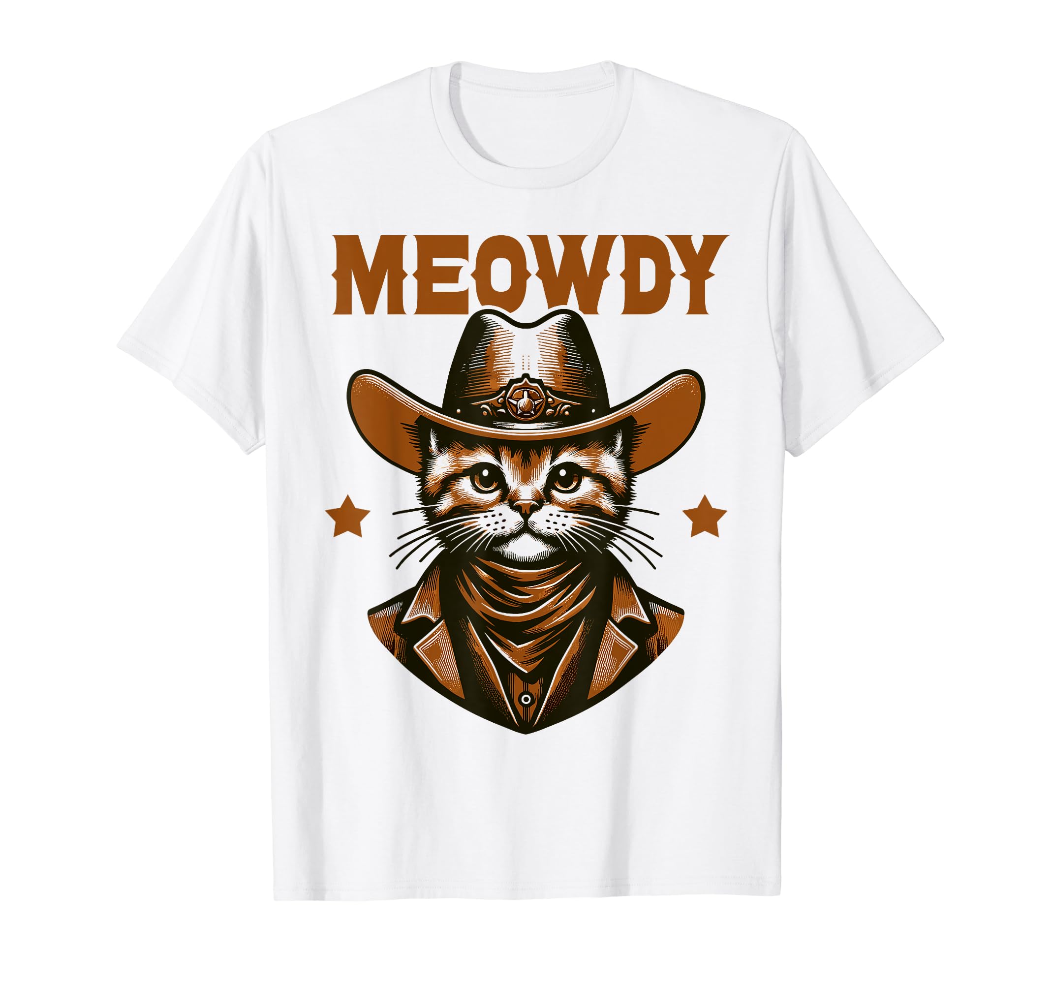 Meowdy Funny Cat Wearing Cowboy Hat T-Shirt - Custom Art Print for Adults - T-Shirt, Sweatshirt, Hoodie