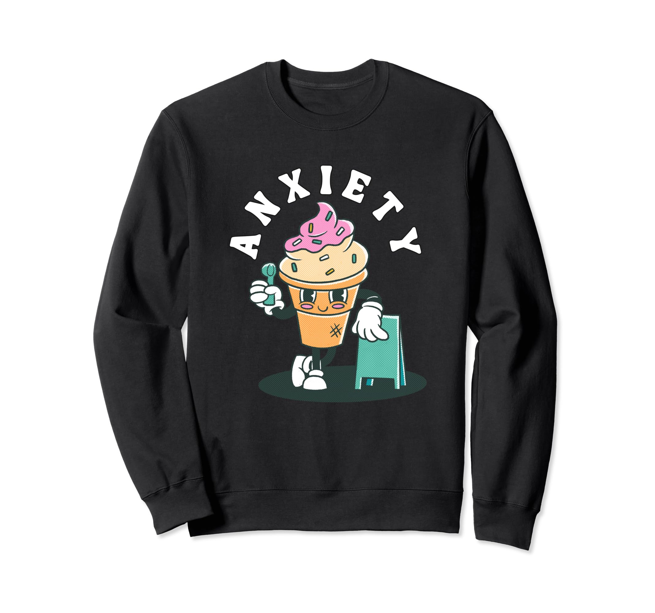 Anxiety Ice Cream Funny Mental Health Sweatshirt - Minimalist Print Unisex - T-Shirt, Sweatshirt, Hoodie