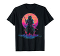 Synthwave Cat Samurai Mediation T-Shirt - Trendy Graphic Men Women - T-Shirt, Sweatshirt, Hoodie