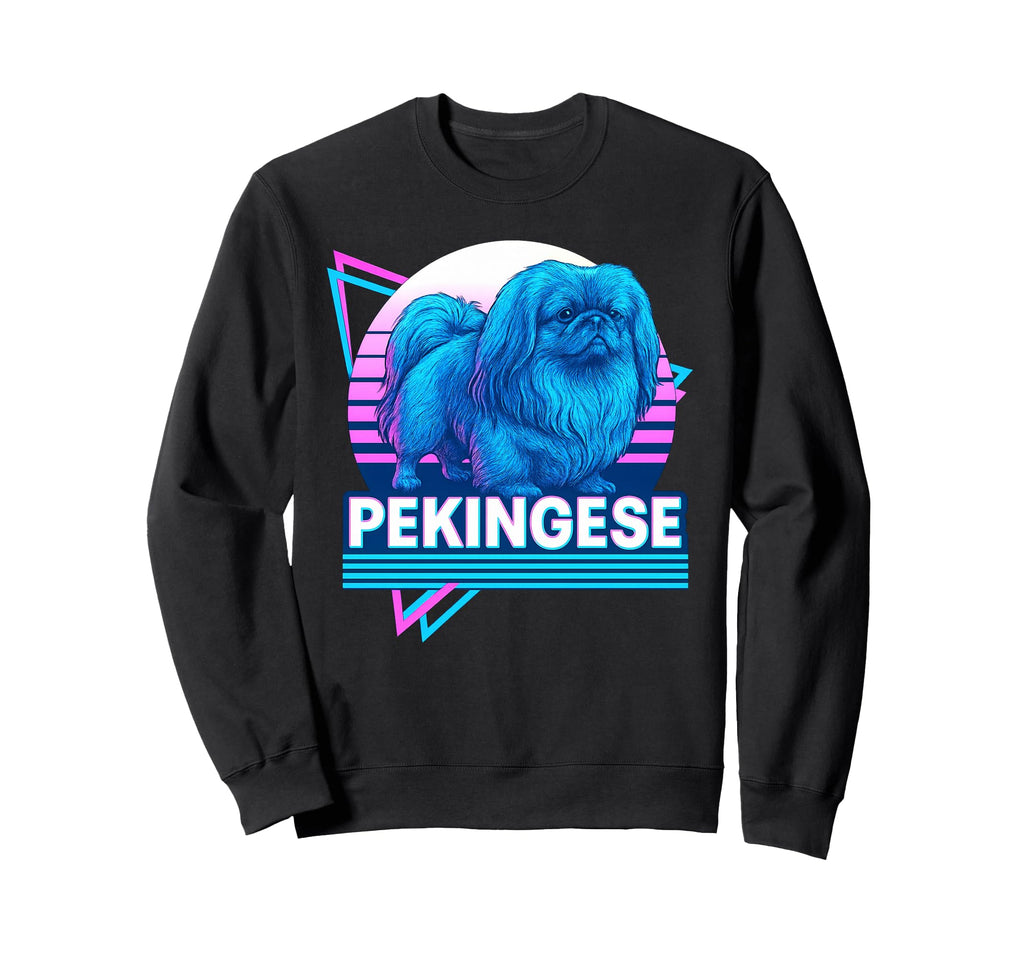 Pekingese Synthwave Aesthetic Dog Lover Sweatshirt - Unique Graphic Unisex - T-Shirt, Sweatshirt, Hoodie