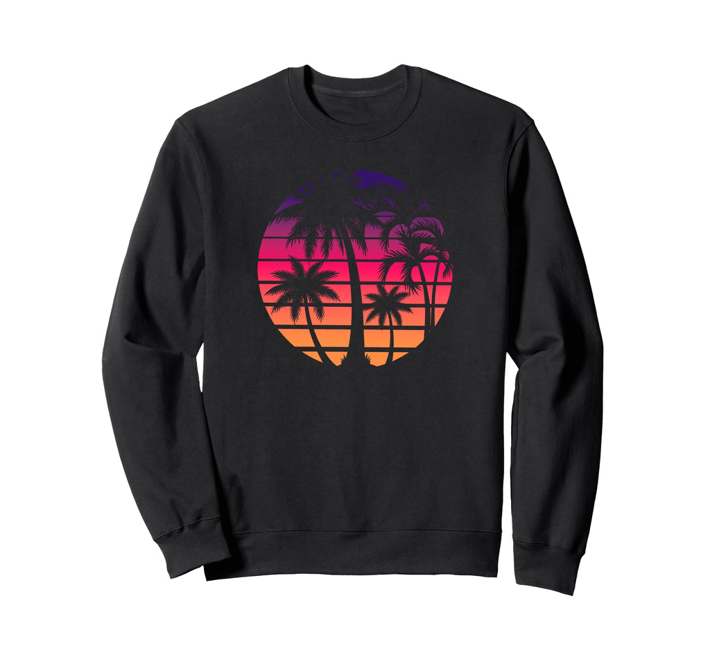 80S Sunset Palm Tree Beach Vacation Sweatshirt - Aesthetic Graphic Unisex - T-Shirt, Sweatshirt, Hoodie