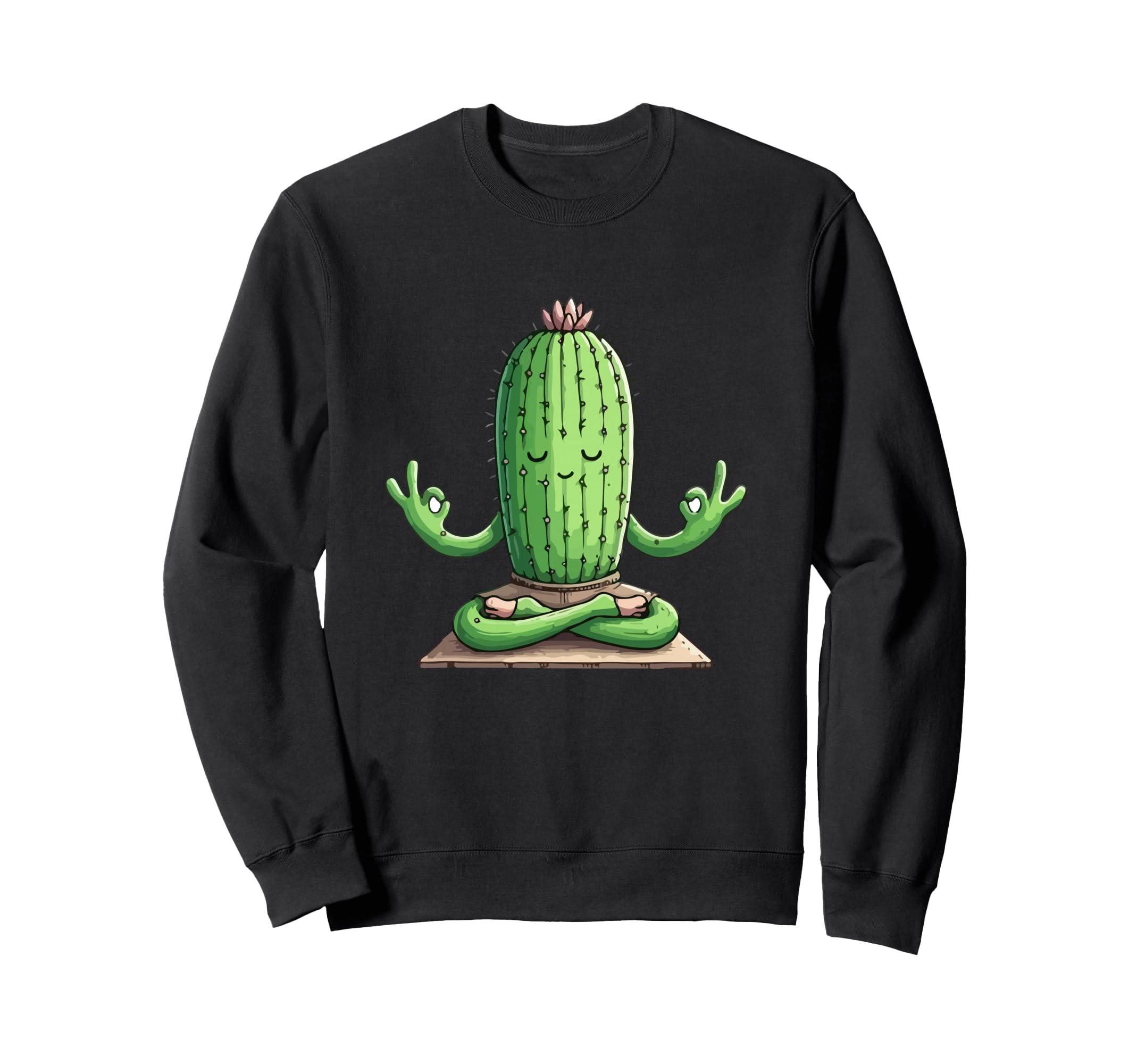 Meditation Cactus Yoga Pose Relaxing Sweatshirt - Trendy Graphic Unisex - T-Shirt, Sweatshirt, Hoodie