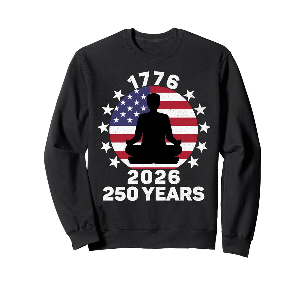 Yoga Meditation Usa Flag 250 Sweatshirt - Casual Everyday Wear Men Women - T-Shirt, Sweatshirt, Hoodie